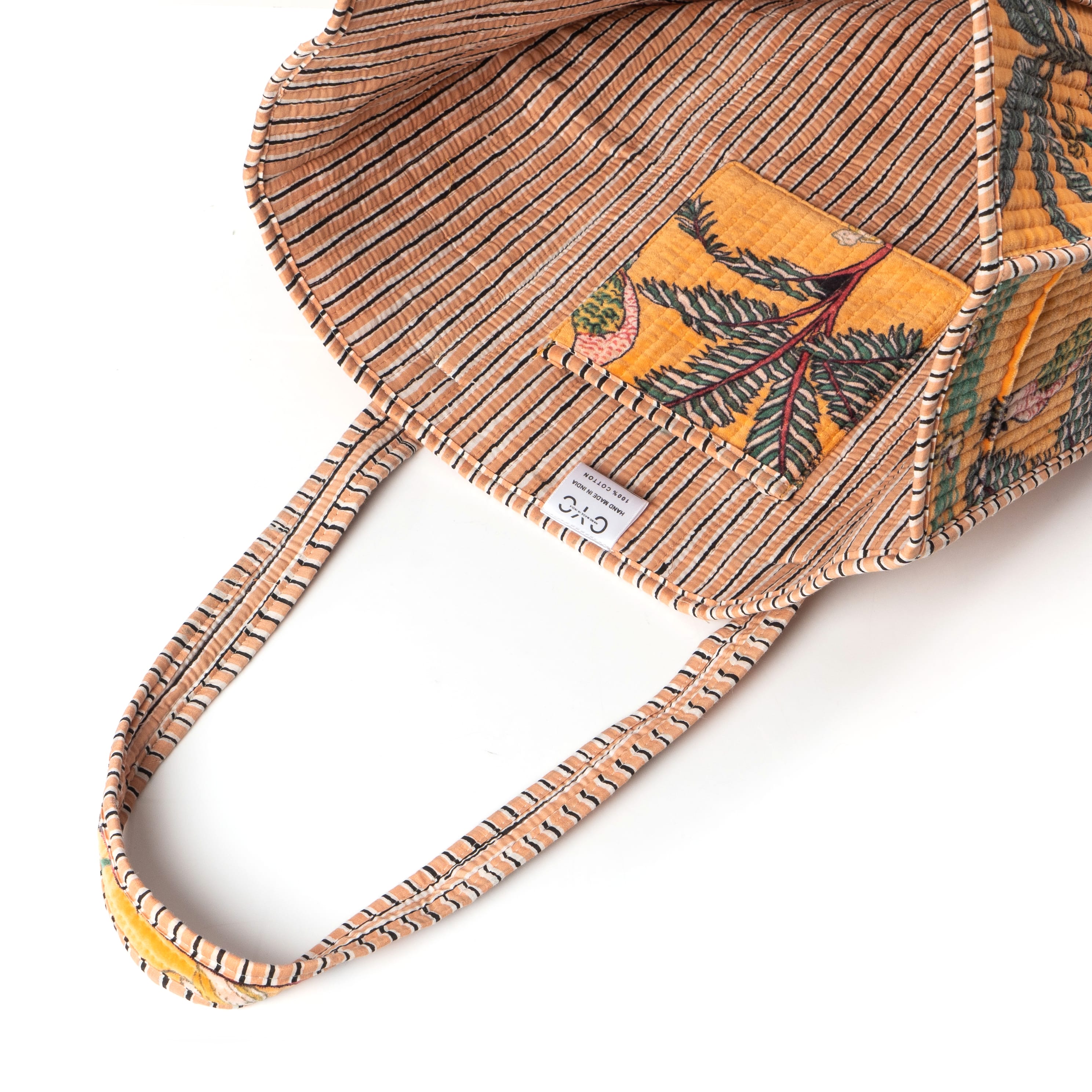 The Jungle Tote in Velvet — handmade quilted velvet tote bag, ethically made in Rajasthan, India
