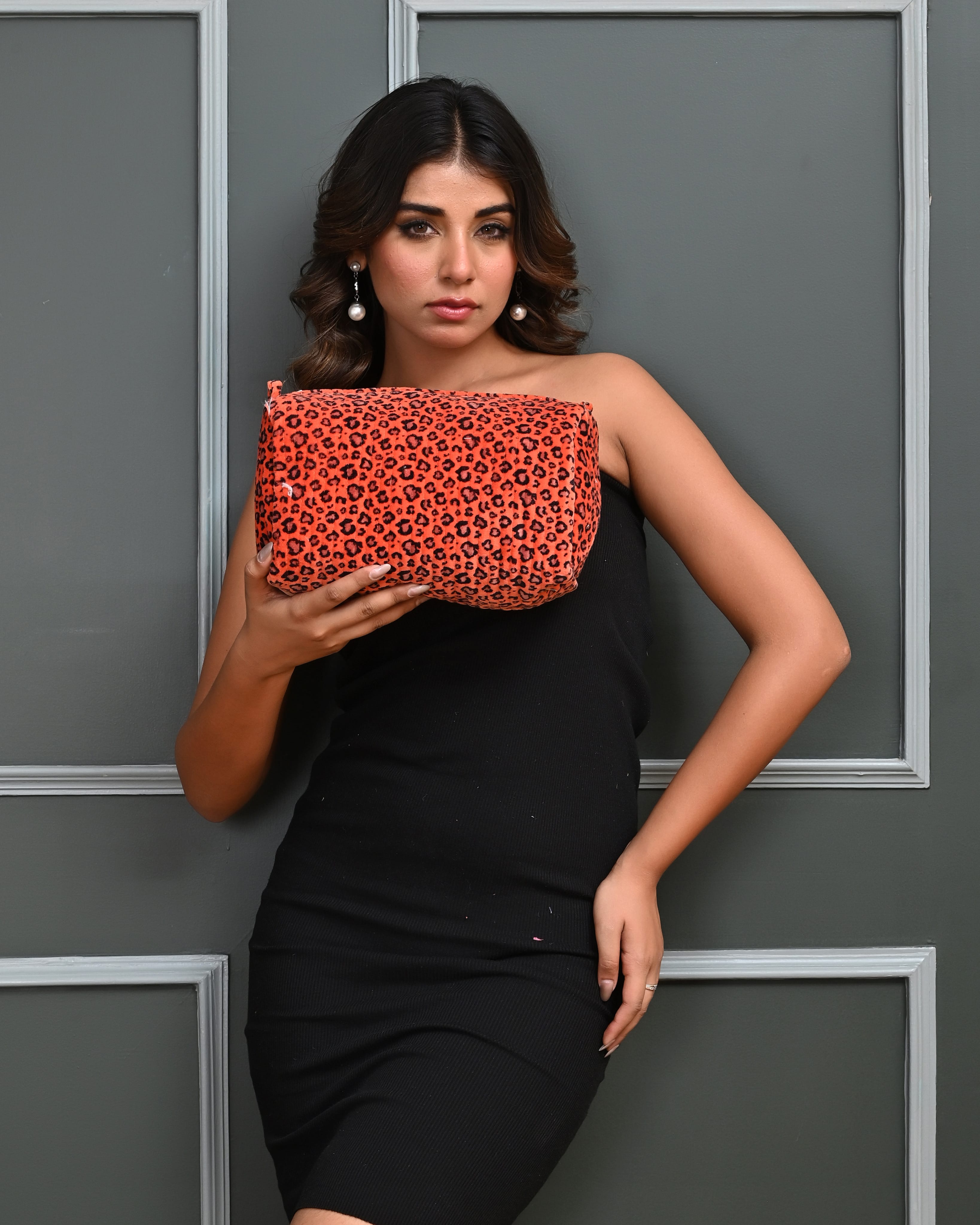 The Velvet Leopard Three Piece Travel Set — handmade quilted velvet travel pouch set, ethically made in Rajasthan, India