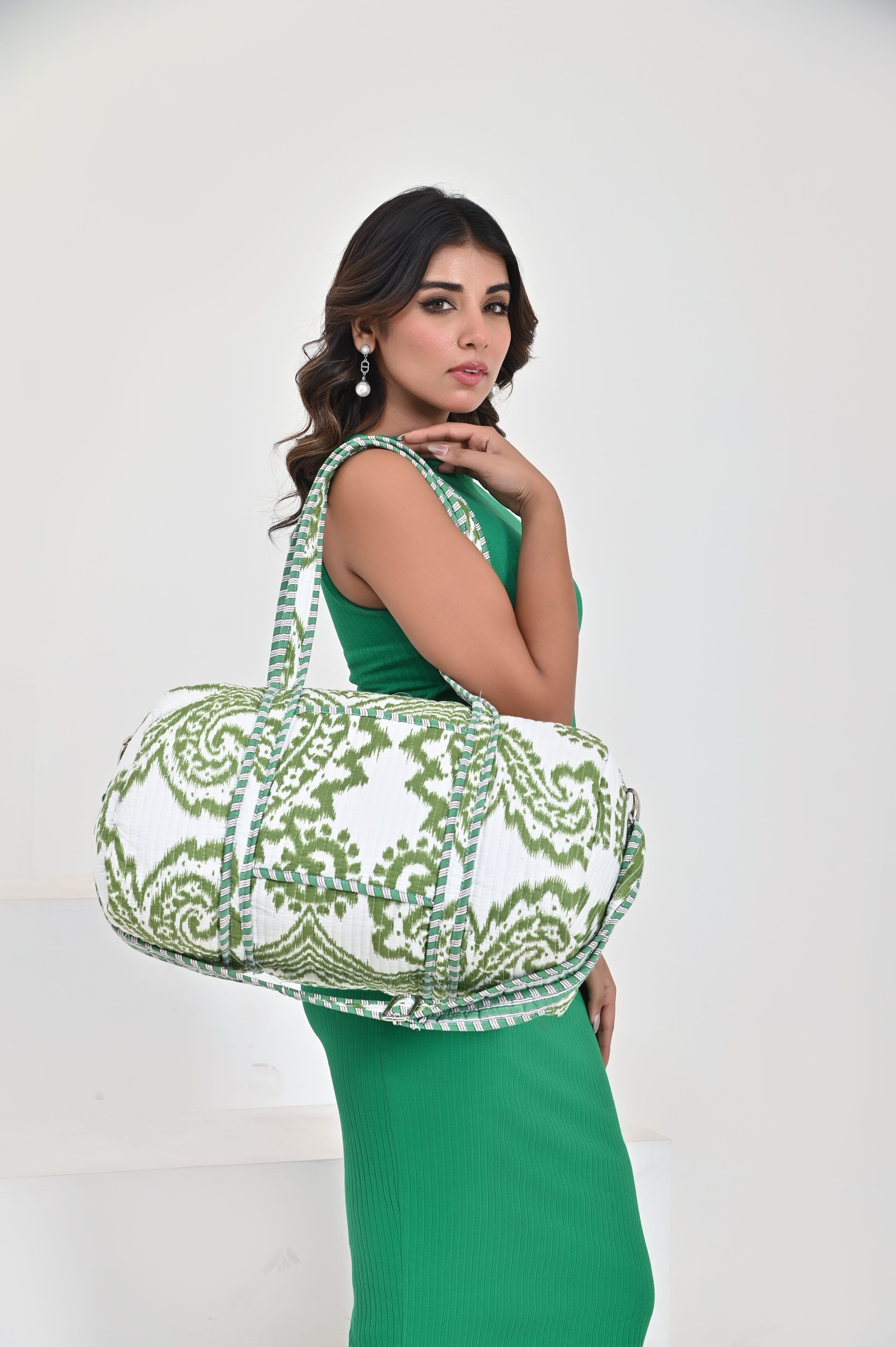 The Ikat Cotton Weekender — handmade hand block printed cotton weekender bag, ethically made in Rajasthan, India