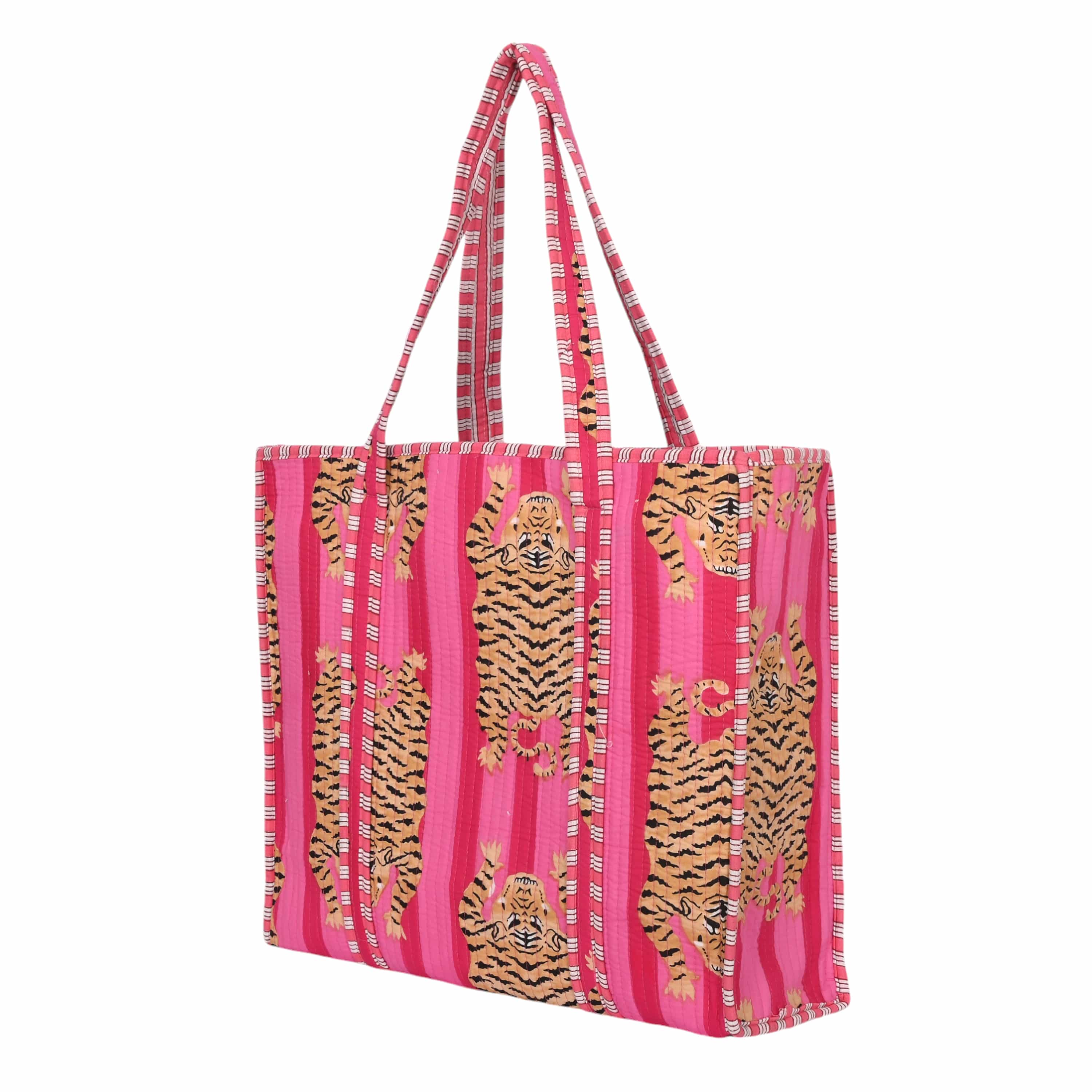 The Tibetan Tiger Tote — handmade hand block printed cotton tote bag, ethically made in Rajasthan, India