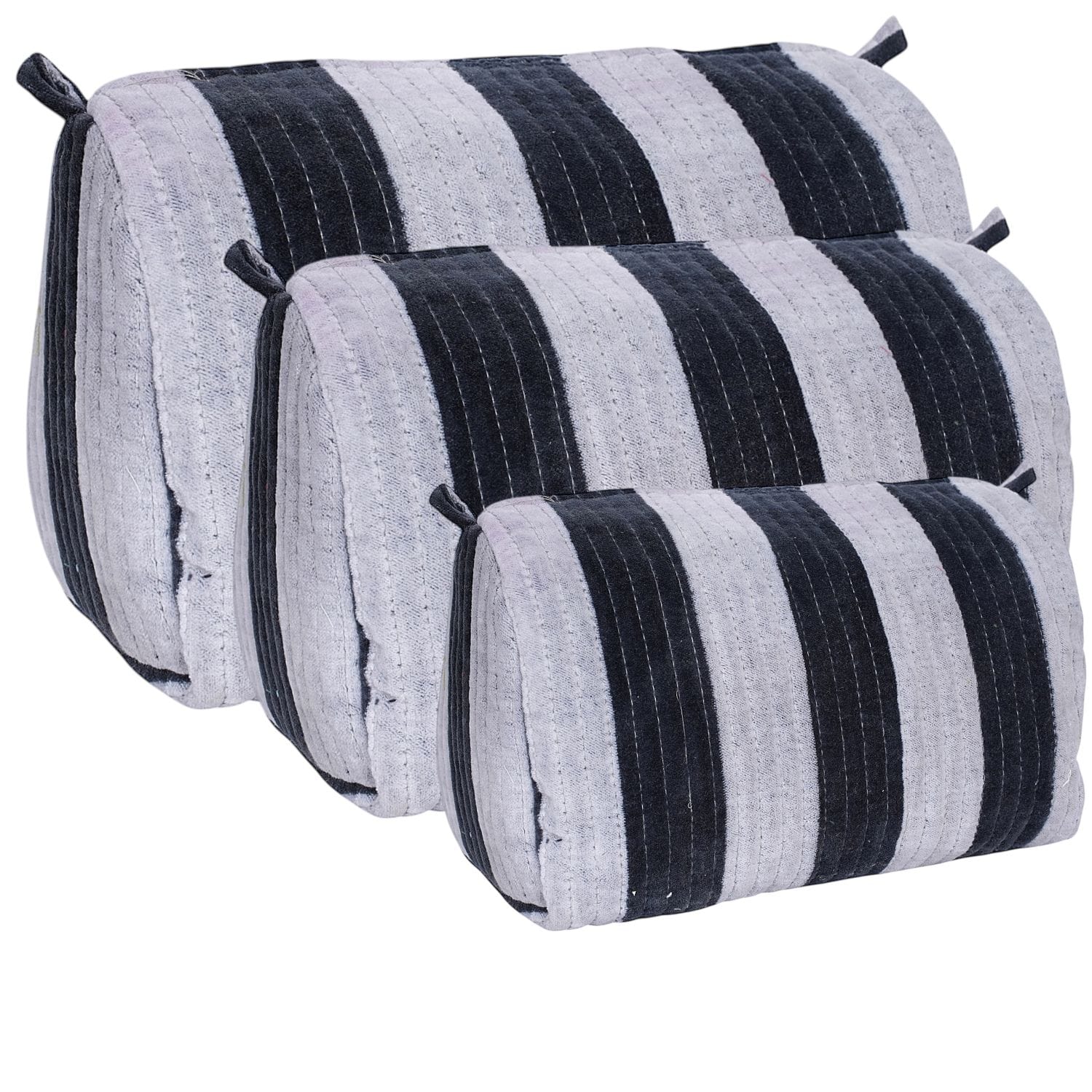 The Striped Velvet Travel Set — handmade quilted velvet travel pouch set, ethically made in Rajasthan, India