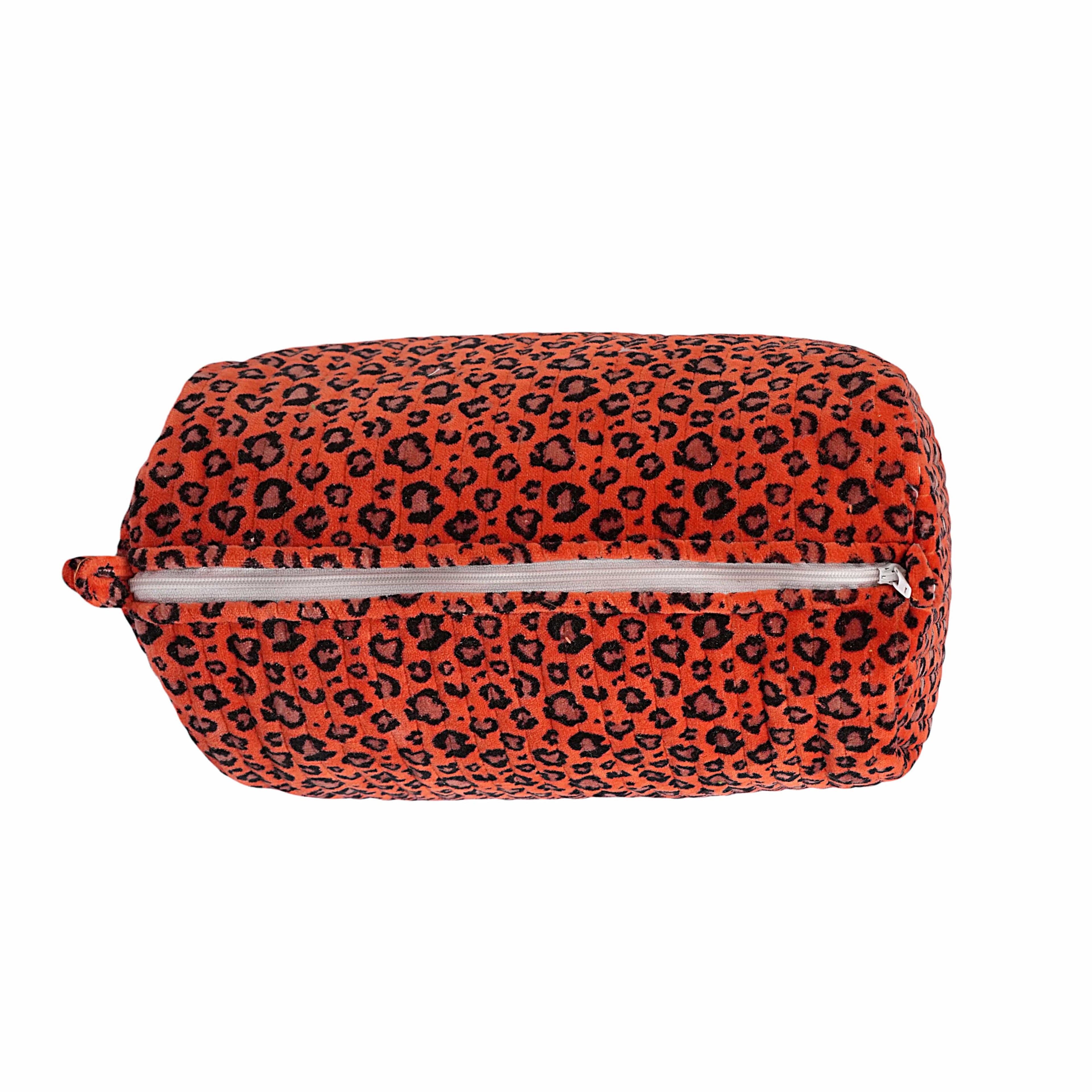 The Velvet Leopard Three Piece Travel Set — handmade quilted velvet travel pouch set, ethically made in Rajasthan, India