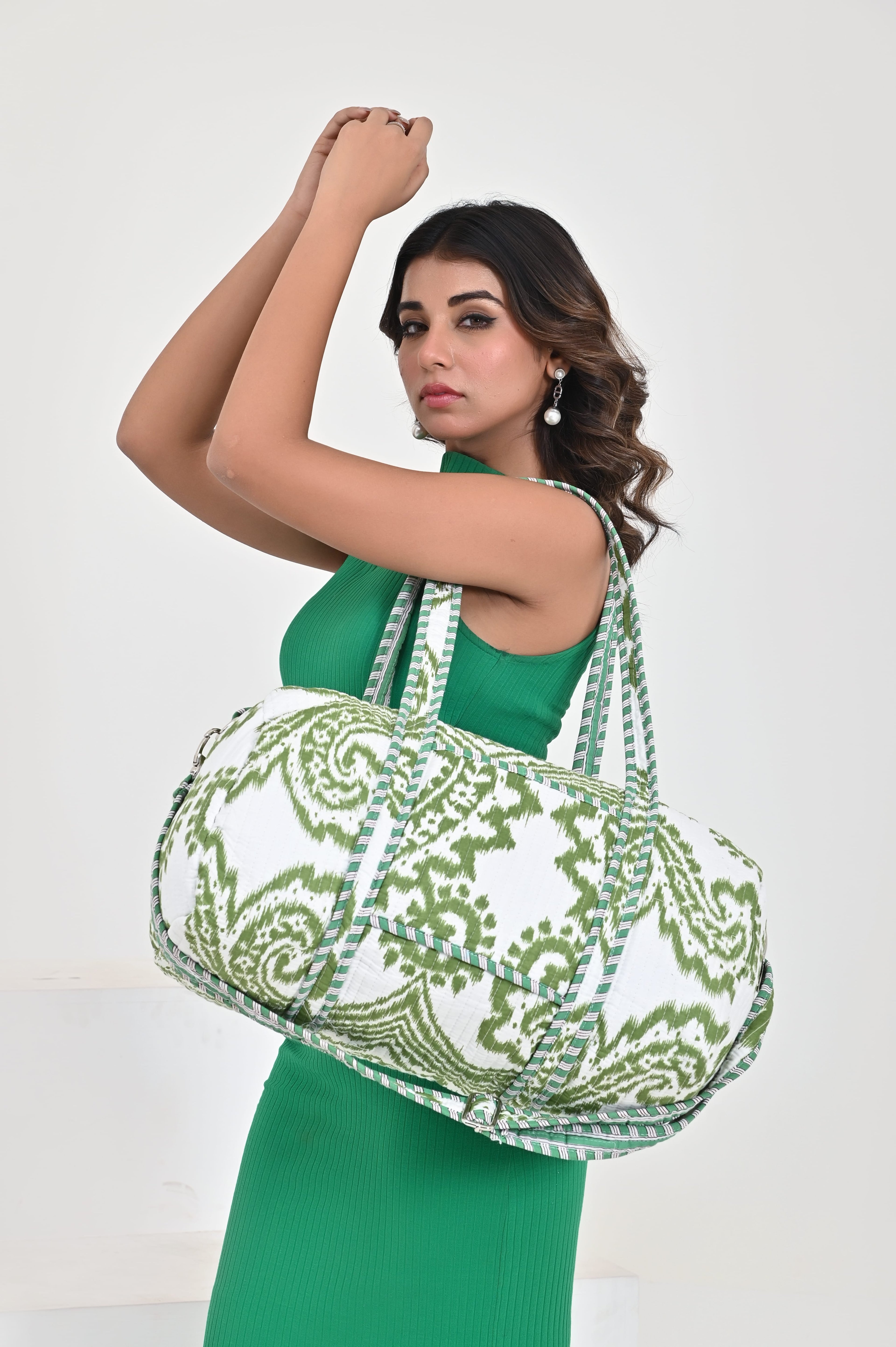 The Ikat Cotton Weekender — handmade hand block printed cotton weekender bag, ethically made in Rajasthan, India