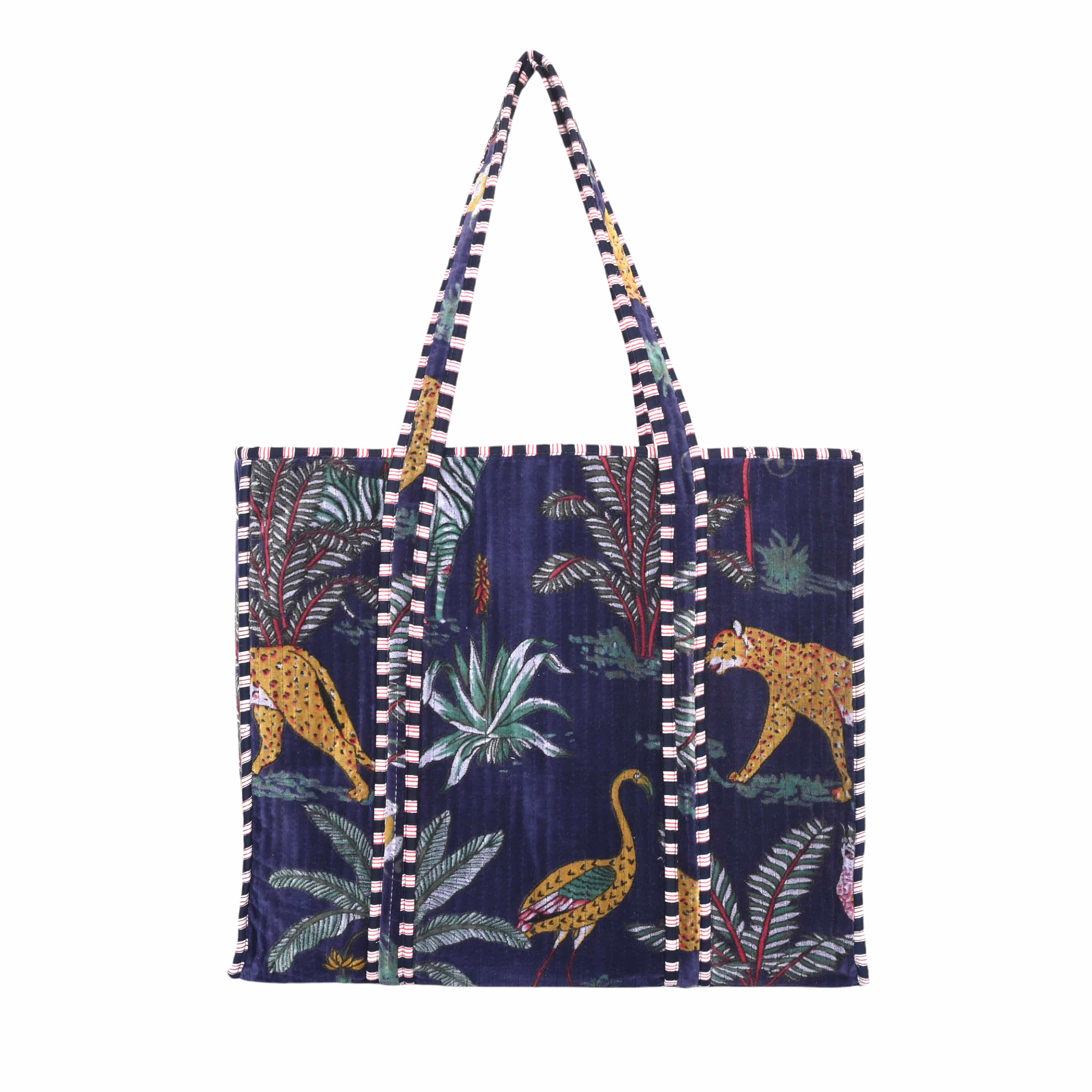 The Jungle Tote in Velvet — handmade quilted velvet tote bag, ethically made in Rajasthan, India