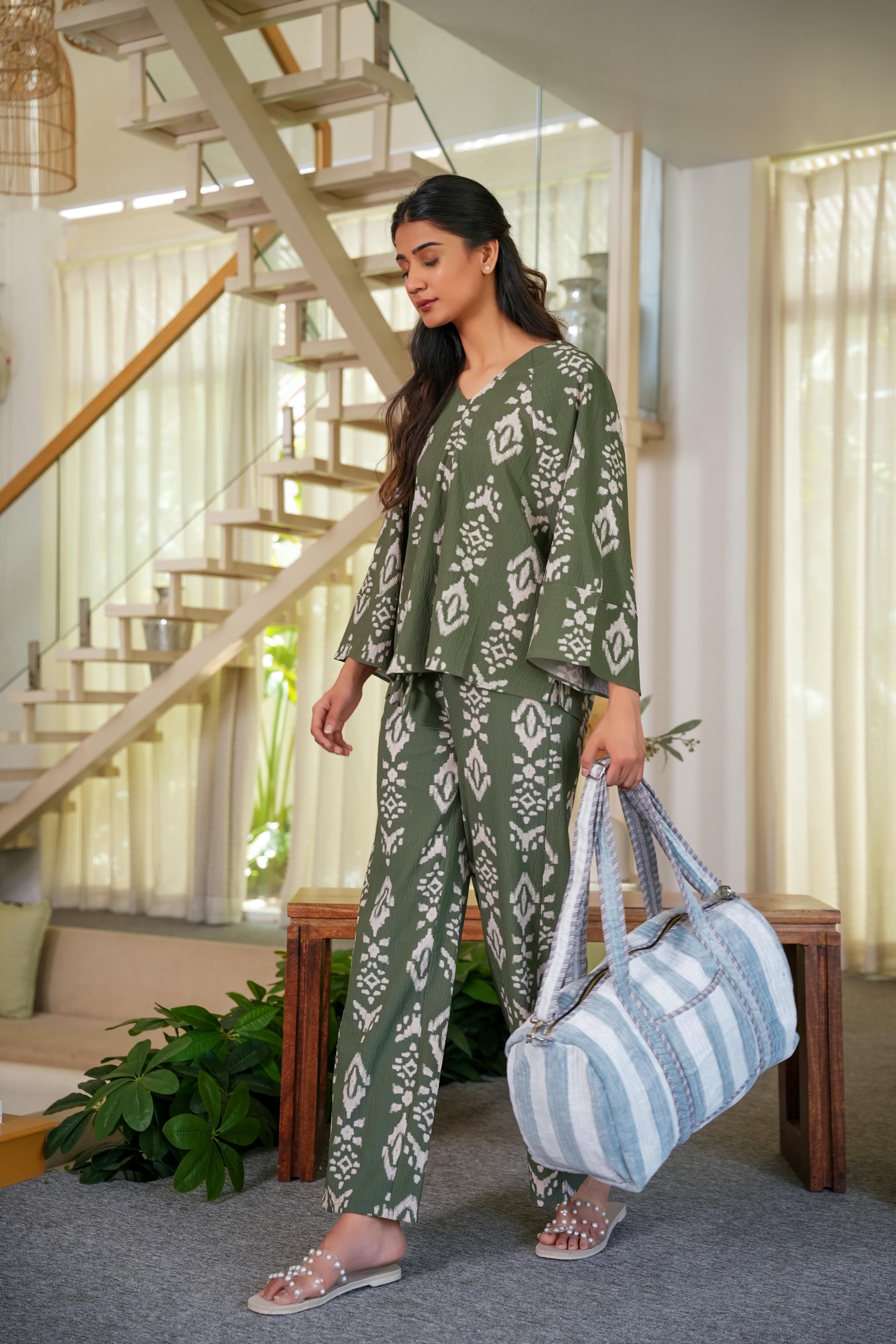 The Striped Velvet Weekender — handmade quilted velvet weekender bag, ethically made in Rajasthan, India