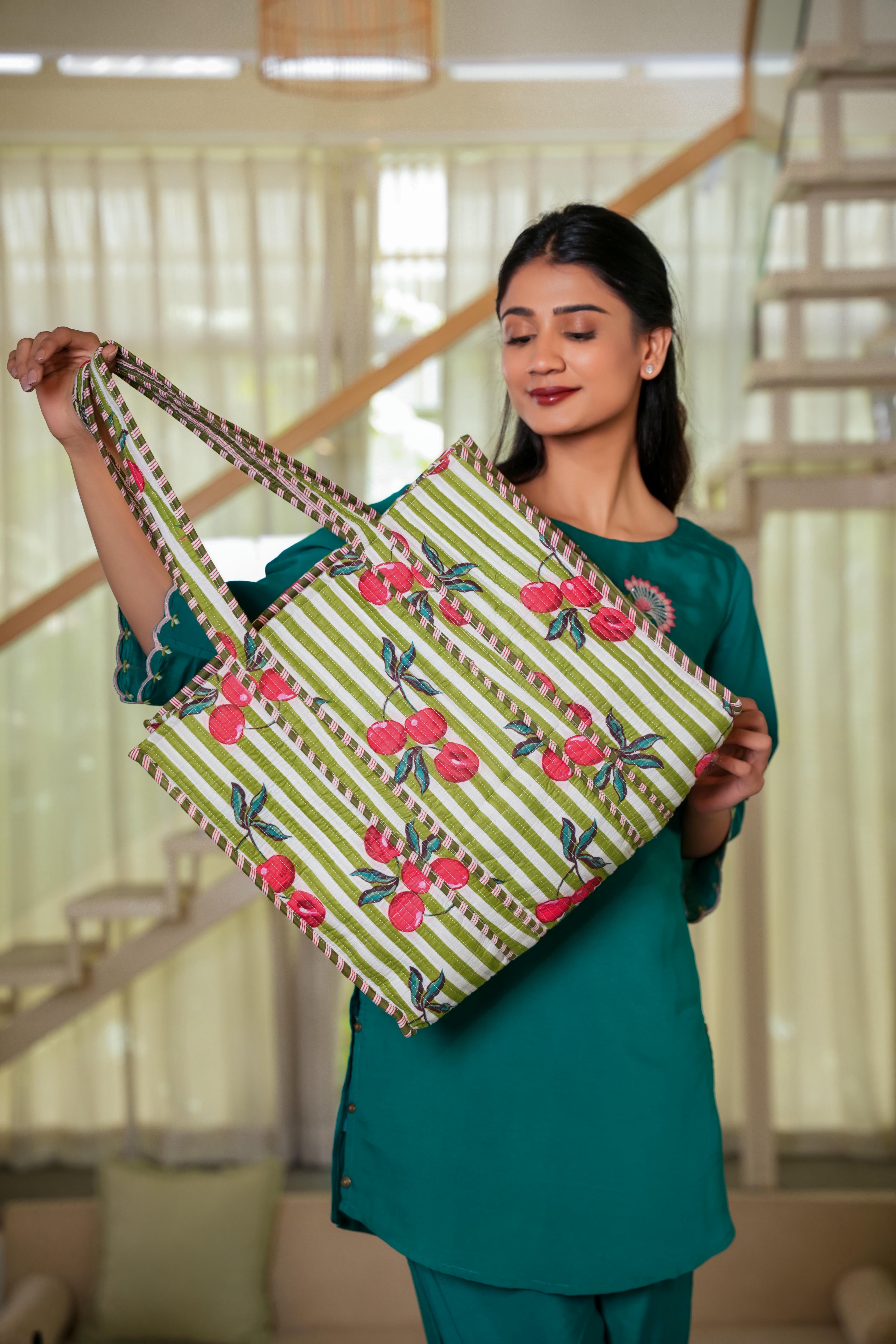 Summer Fruits Tote In Cherry