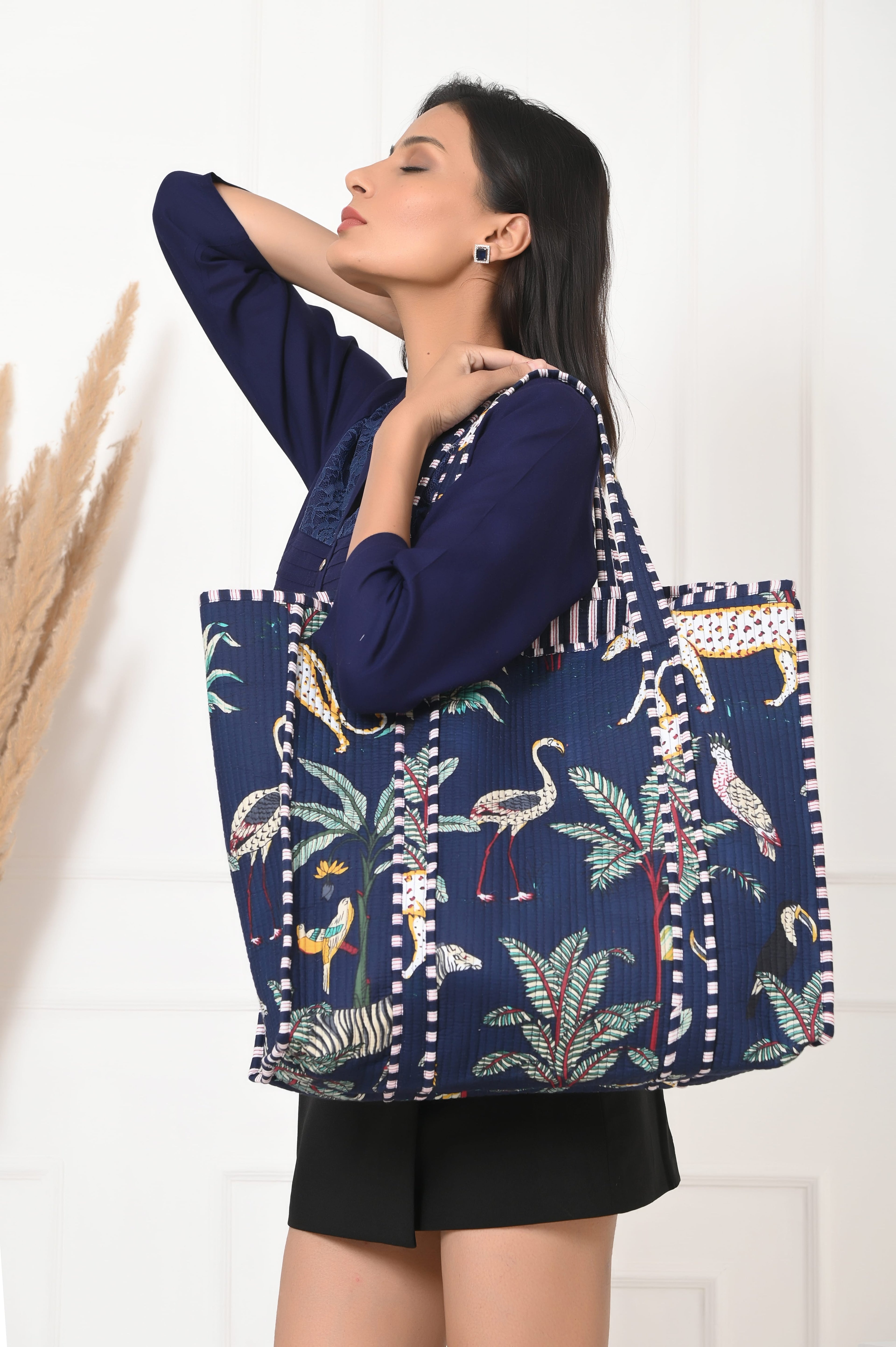 The Jungle Tote — handmade hand block printed cotton tote bag, ethically made in Rajasthan, India
