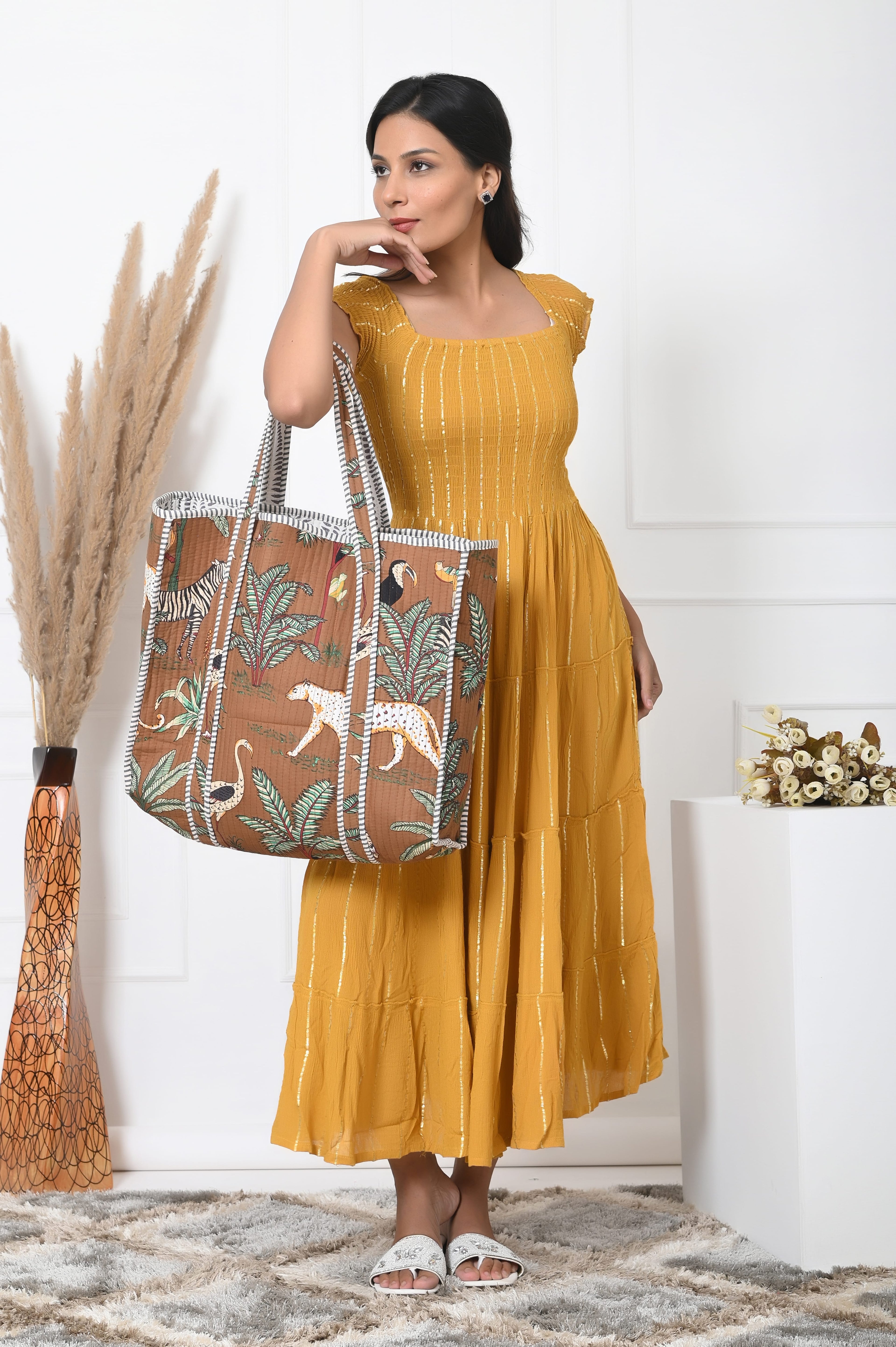 The Jungle Tote — handmade hand block printed cotton tote bag, ethically made in Rajasthan, India