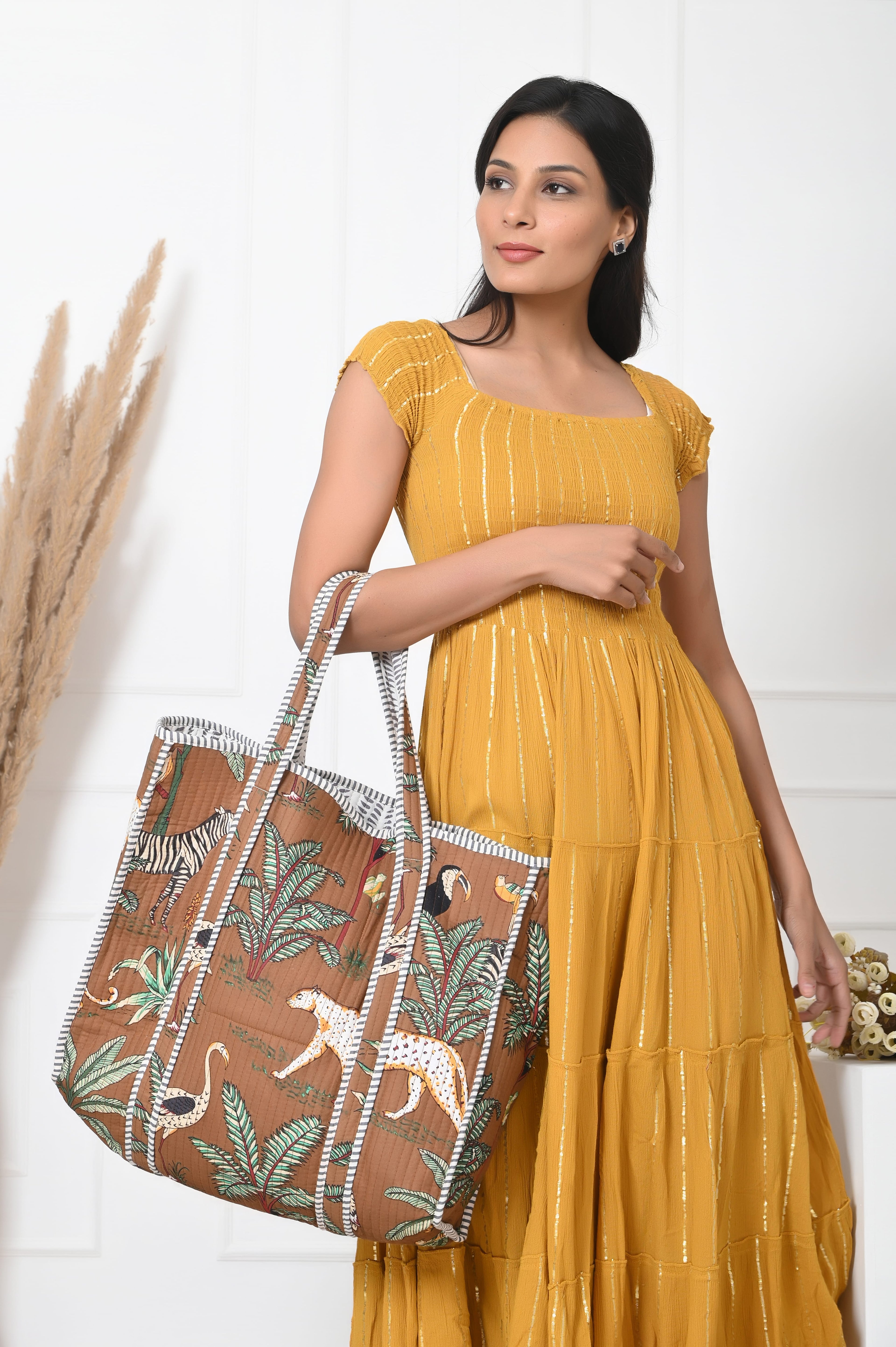The Jungle Tote — handmade hand block printed cotton tote bag, ethically made in Rajasthan, India