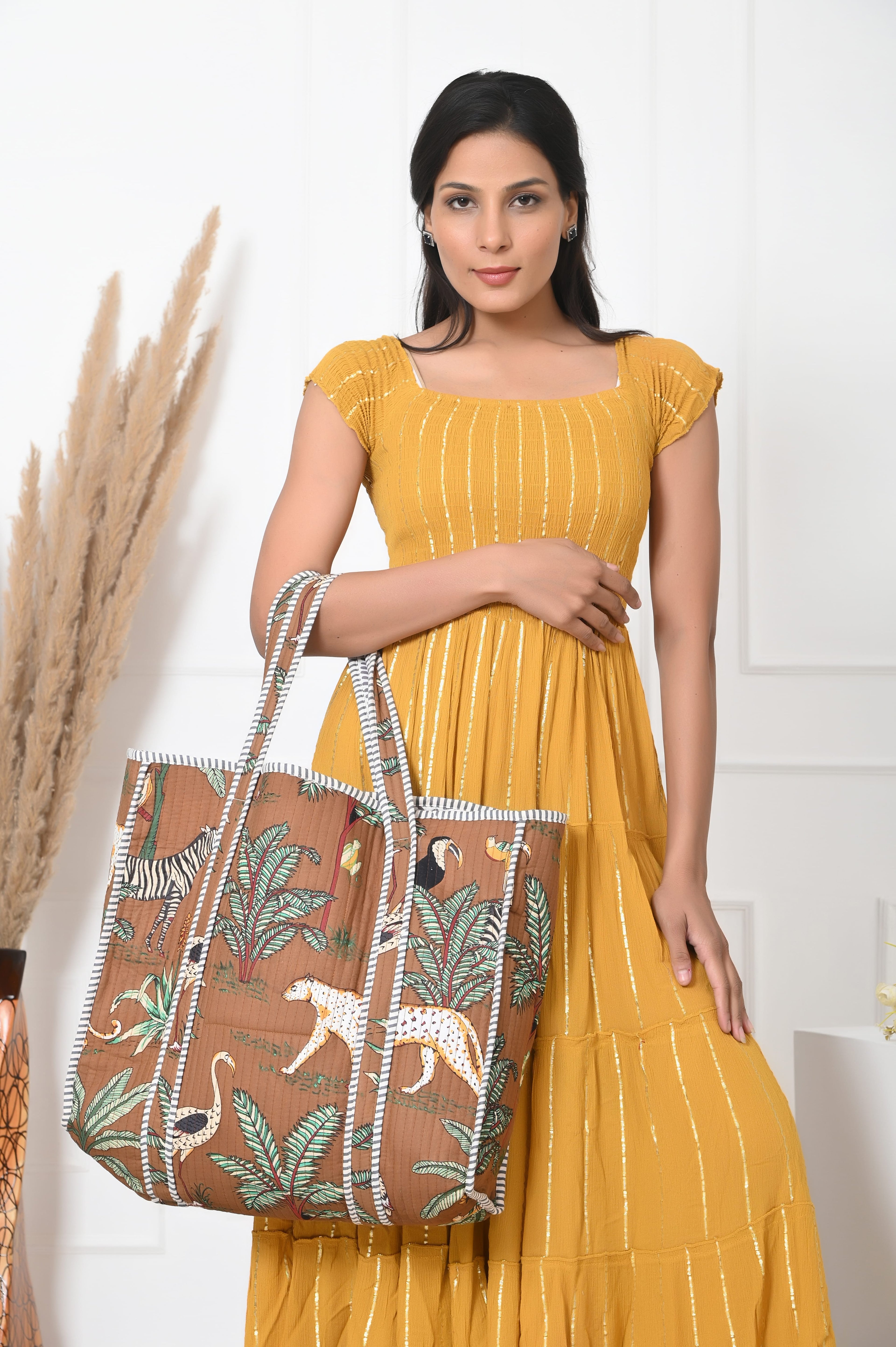 The Jungle Tote — handmade hand block printed cotton tote bag, ethically made in Rajasthan, India