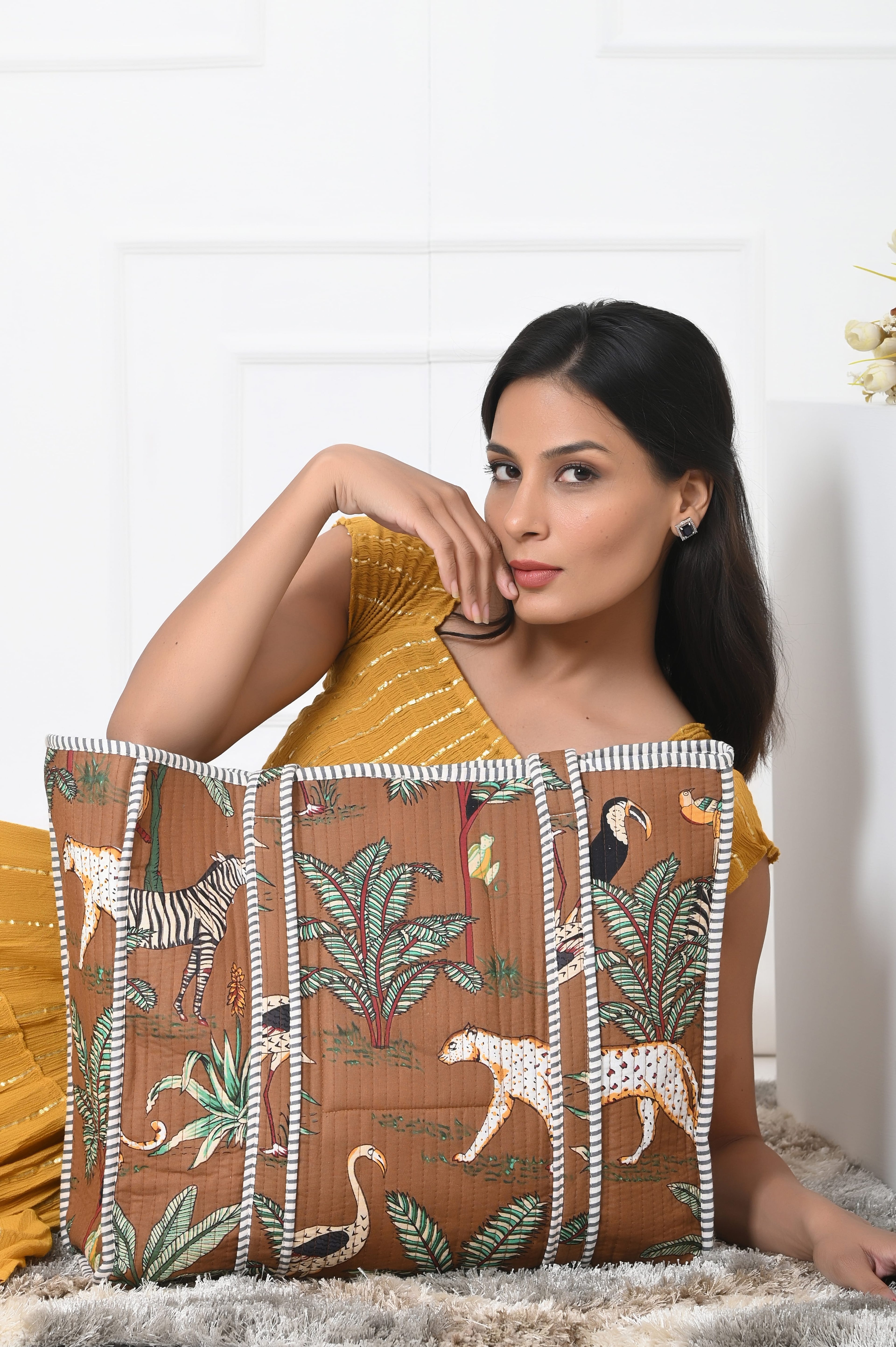 The Jungle Tote — handmade hand block printed cotton tote bag, ethically made in Rajasthan, India