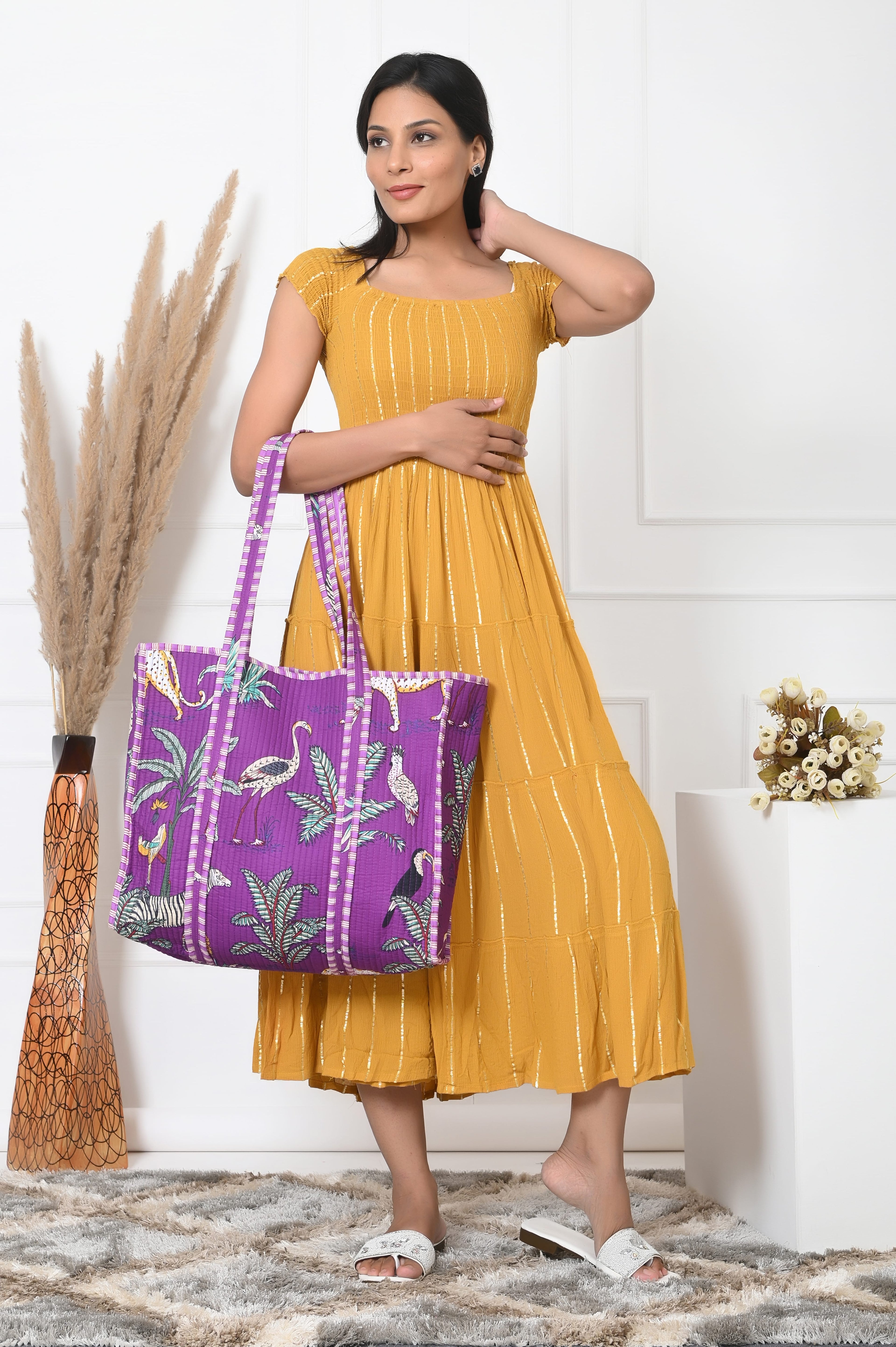 The Jungle Tote — handmade hand block printed cotton tote bag, ethically made in Rajasthan, India