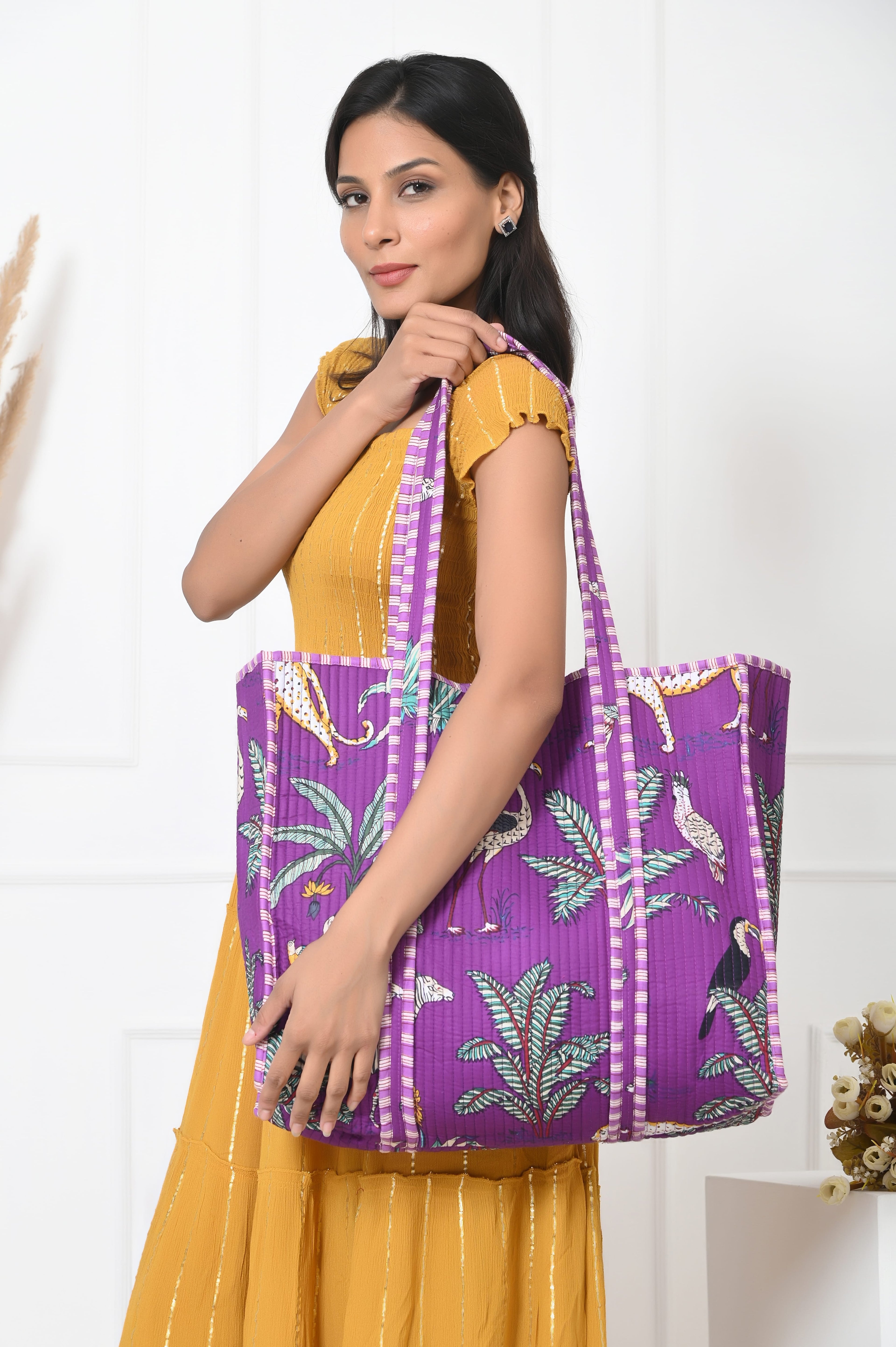 The Jungle Tote — handmade hand block printed cotton tote bag, ethically made in Rajasthan, India
