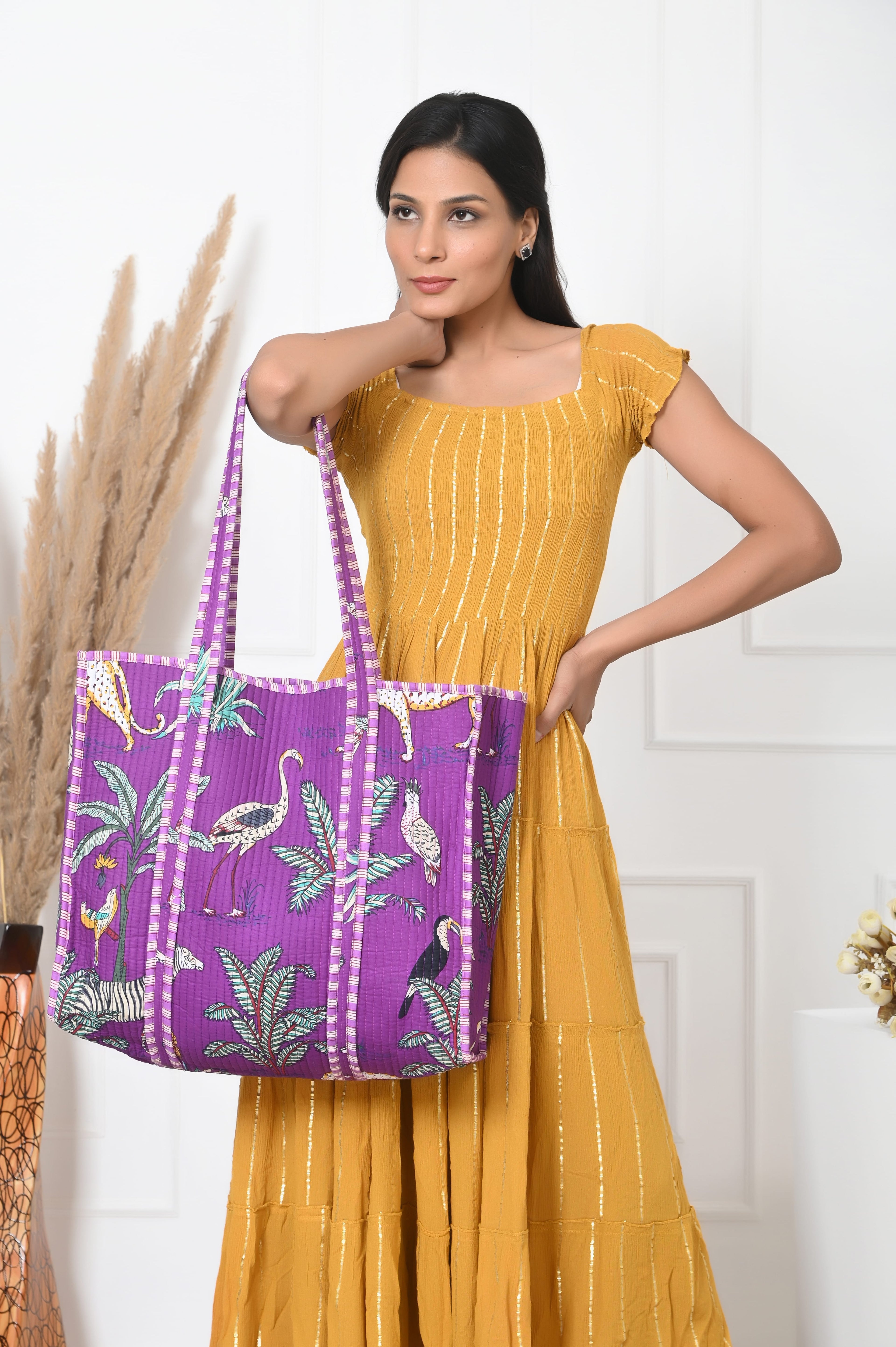 The Jungle Tote — handmade hand block printed cotton tote bag, ethically made in Rajasthan, India