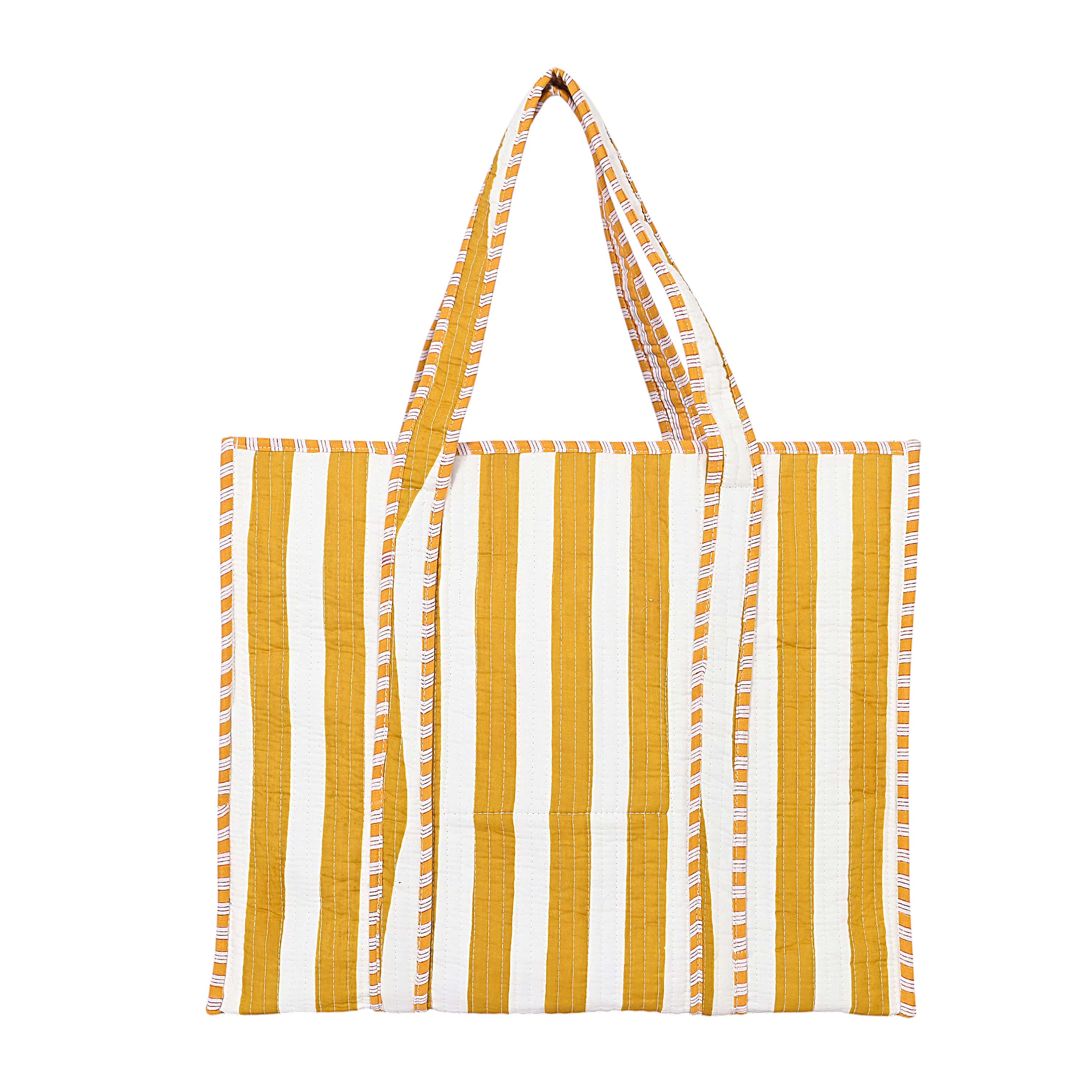 The Stripe Tote — handmade hand block printed cotton tote bag, ethically made in Rajasthan, India