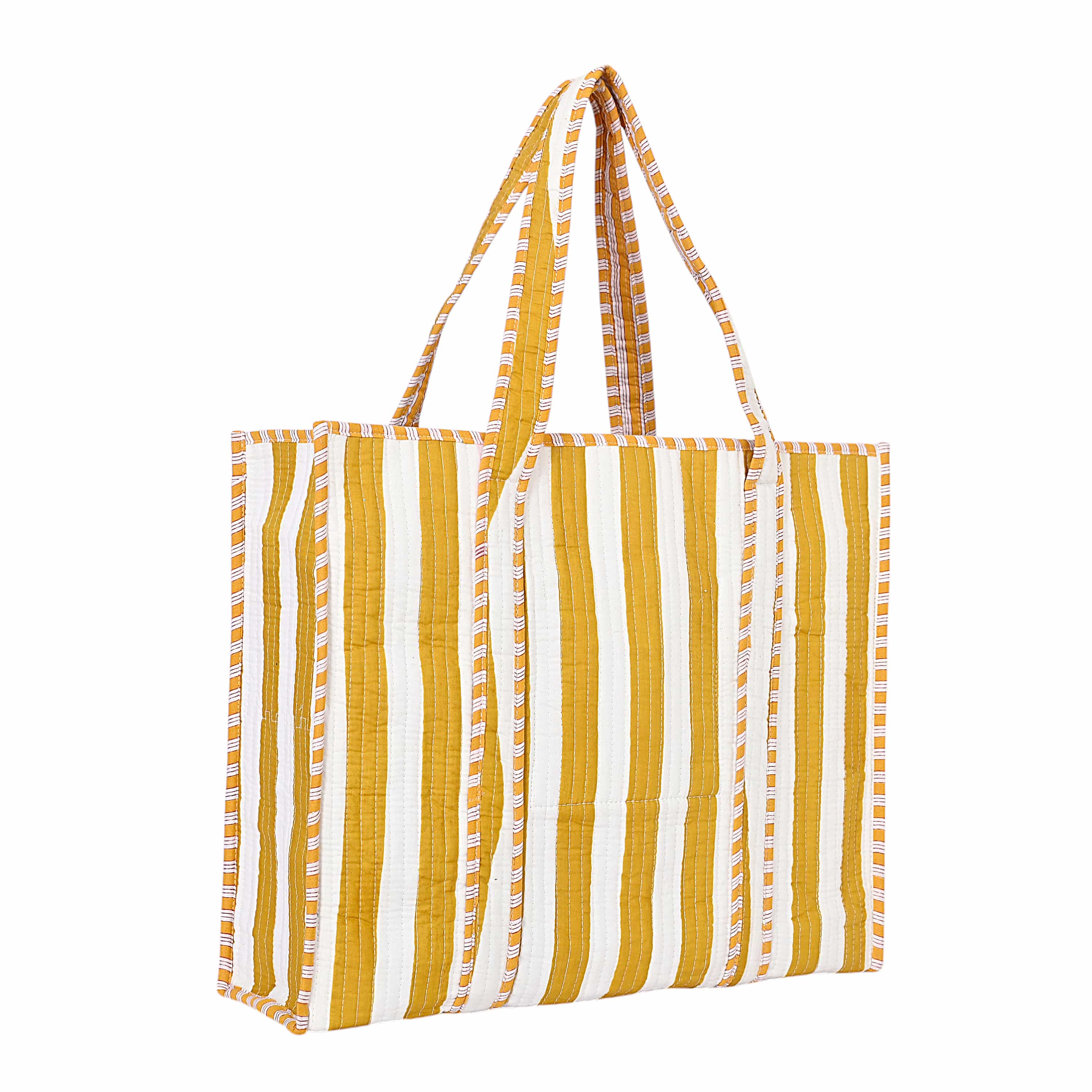 The Stripe Tote — handmade hand block printed cotton tote bag, ethically made in Rajasthan, India