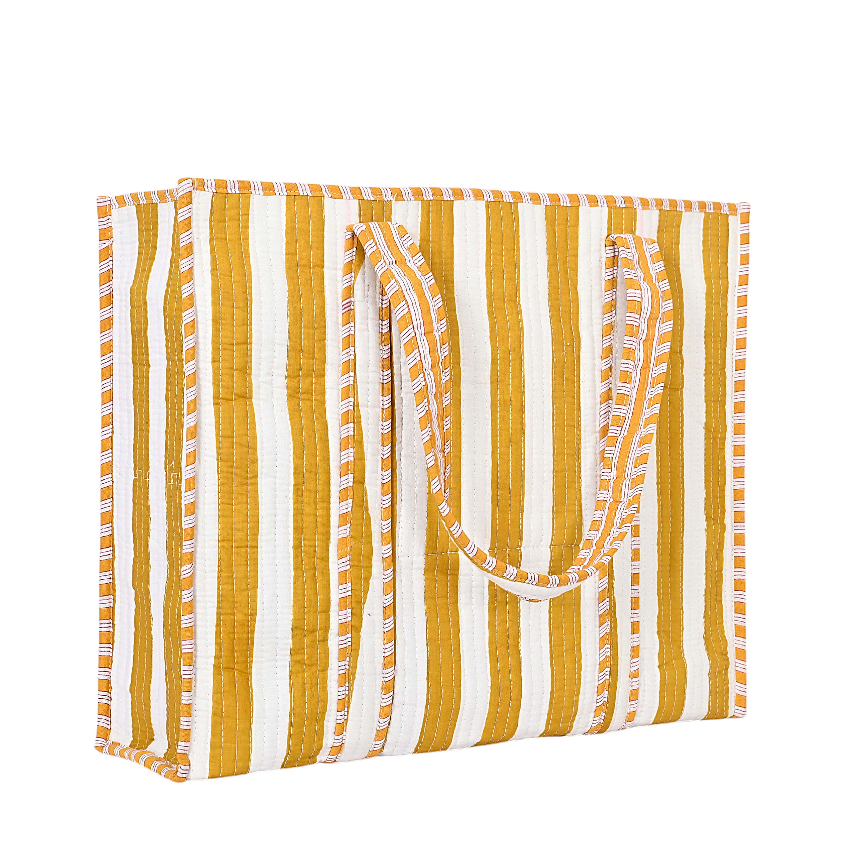 The Stripe Tote — handmade hand block printed cotton tote bag, ethically made in Rajasthan, India