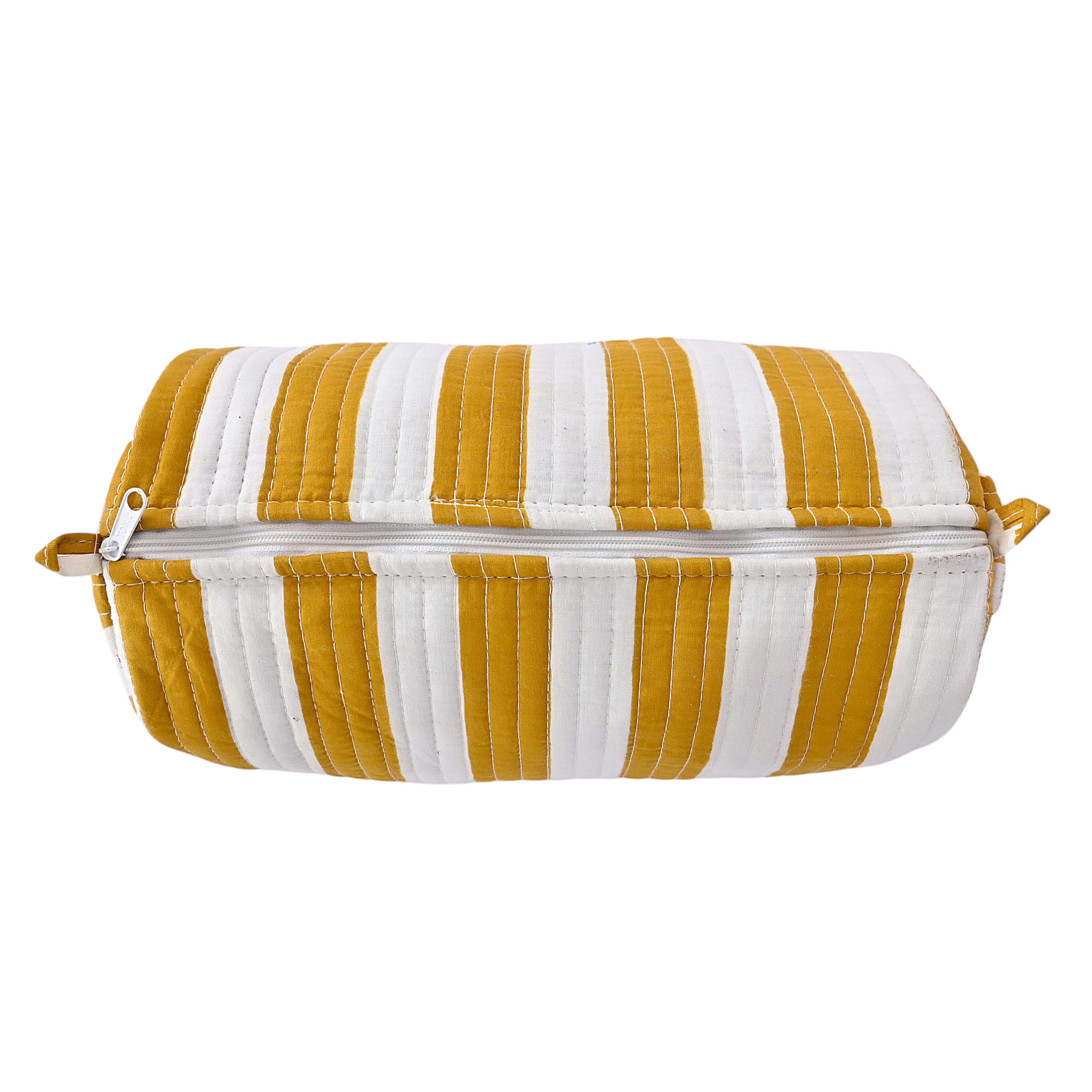 The Striped Travel Set — handmade hand block printed cotton travel pouch set, ethically made in Rajasthan, India