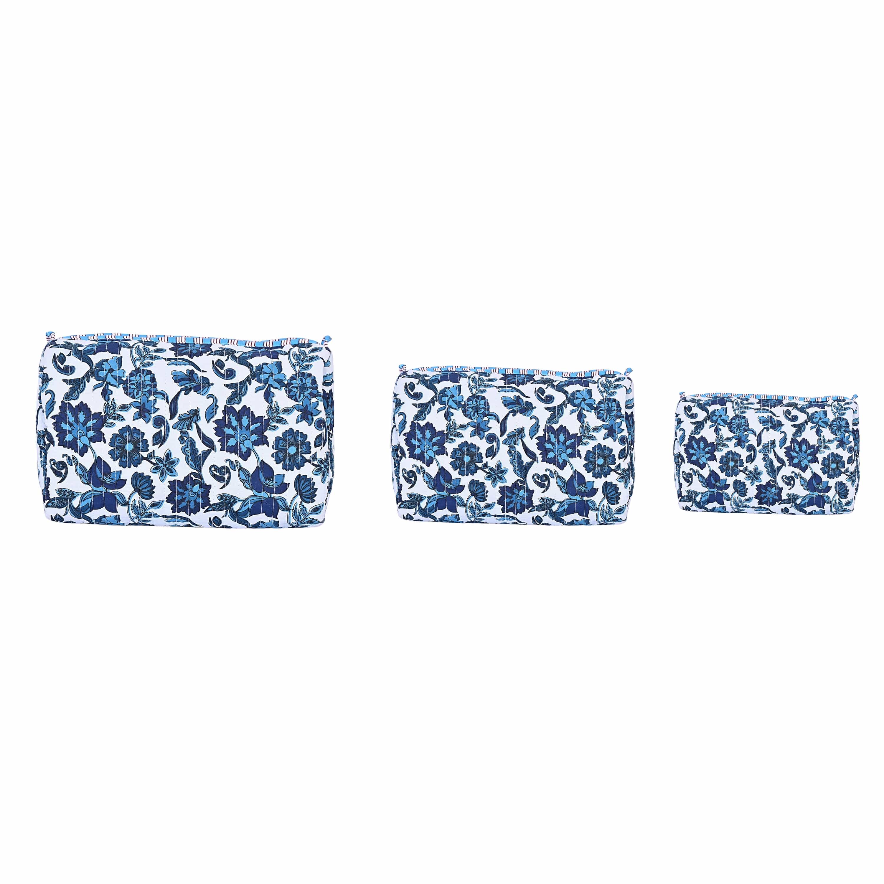 The Floral Paisley Travel Set — handmade hand block printed cotton travel pouch set, ethically made in Rajasthan, India