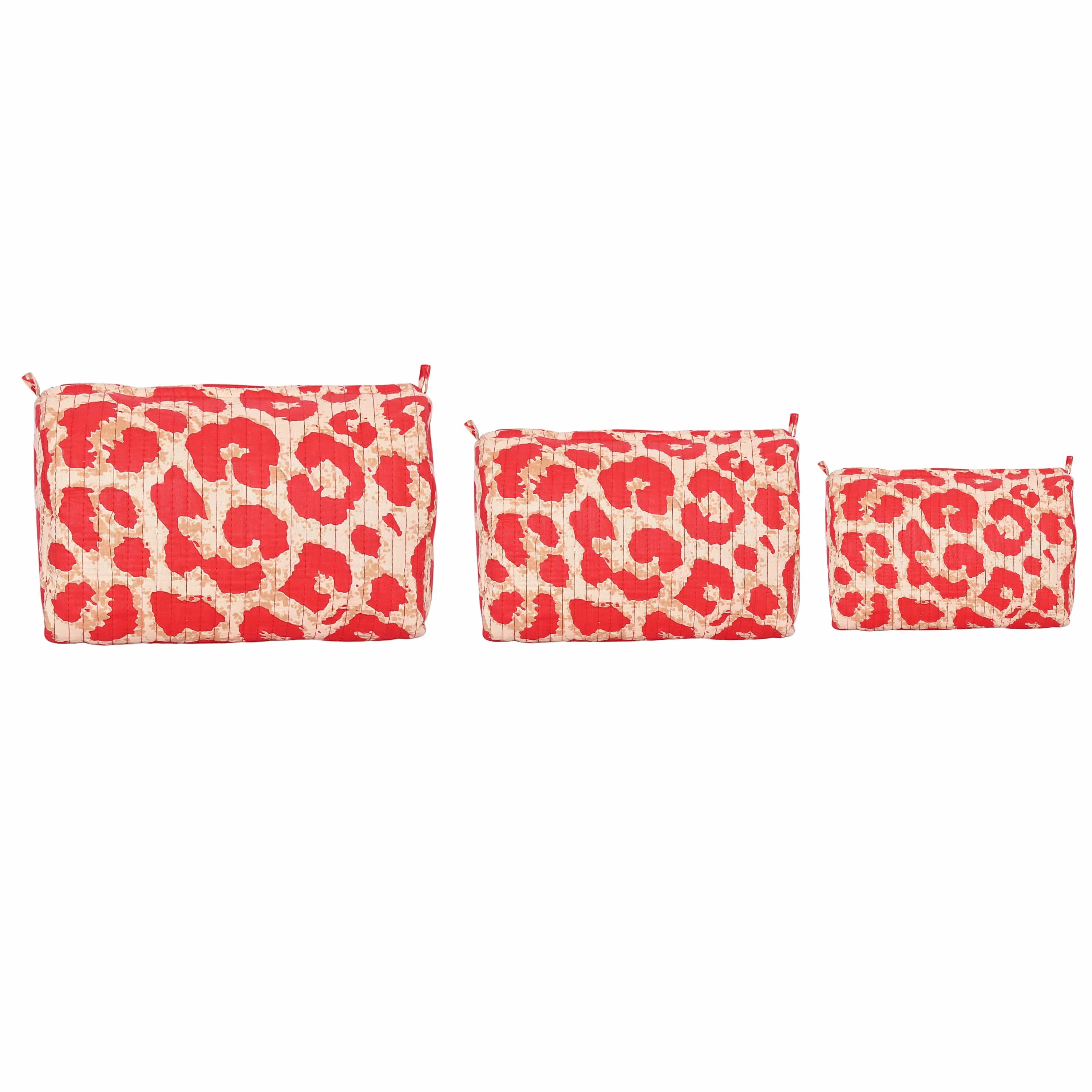 The Leopard Travel Set — handmade hand block printed cotton travel pouch set, ethically made in Rajasthan, India