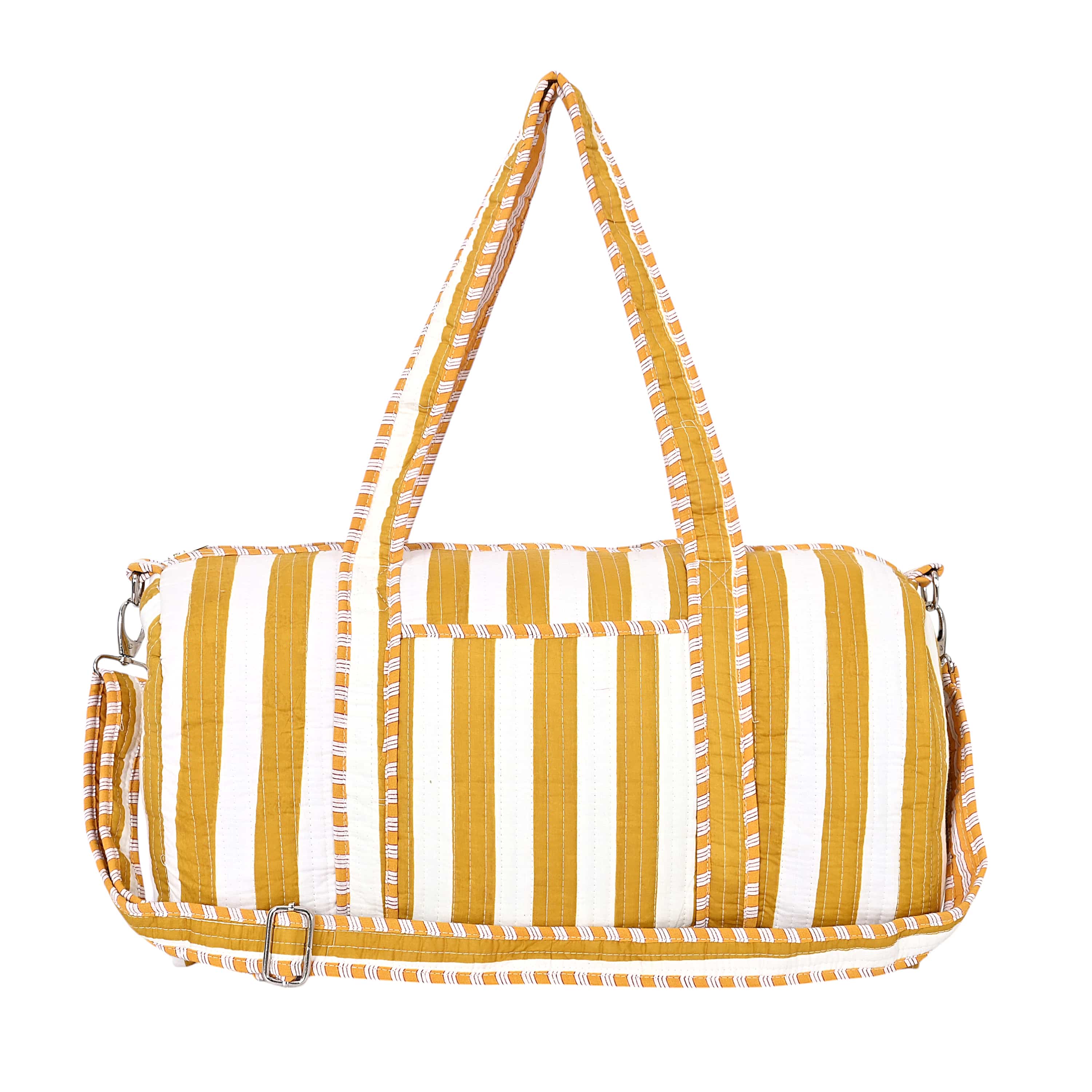 The Striped Cotton Weekender — handmade hand block printed cotton weekender bag, ethically made in Rajasthan, India
