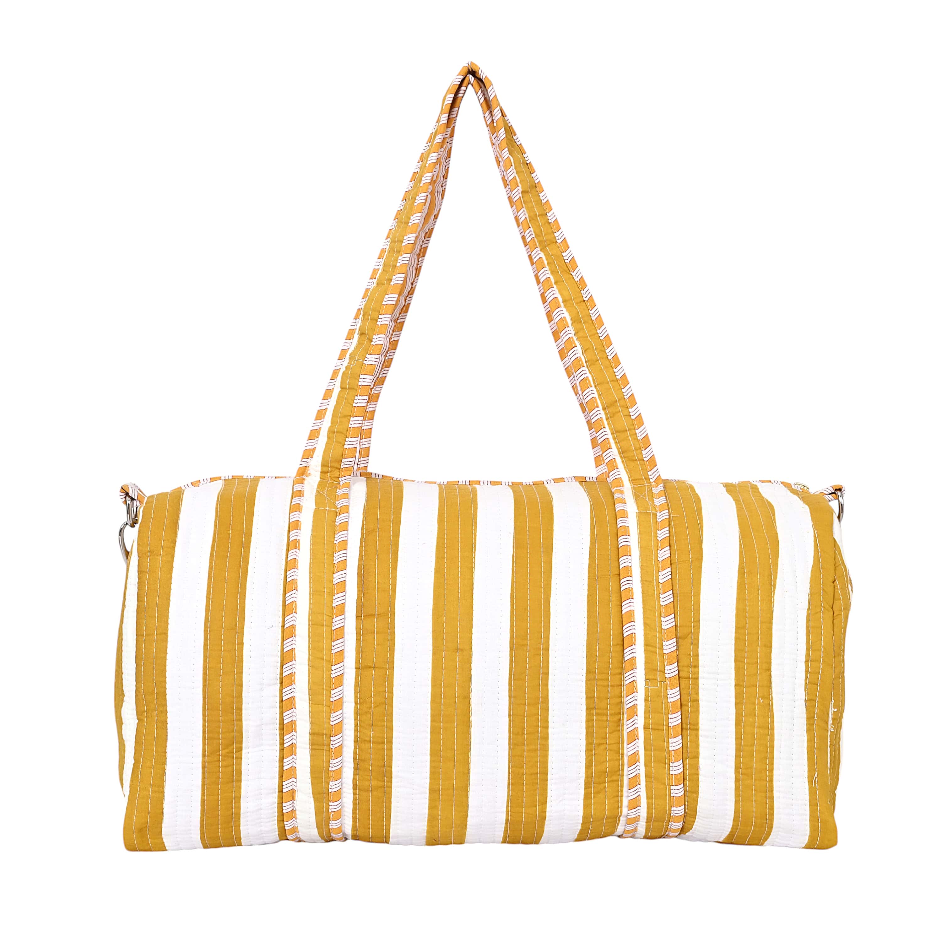 The Striped Cotton Weekender — handmade hand block printed cotton weekender bag, ethically made in Rajasthan, India