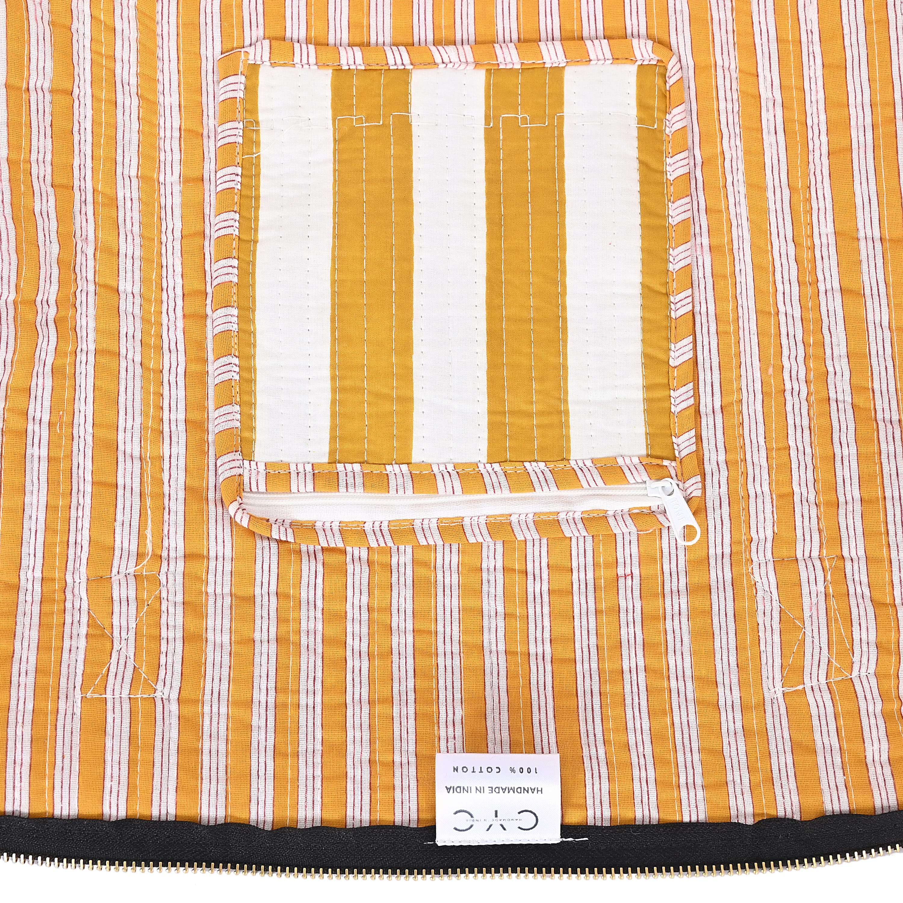 The Striped Cotton Weekender — handmade hand block printed cotton weekender bag, ethically made in Rajasthan, India
