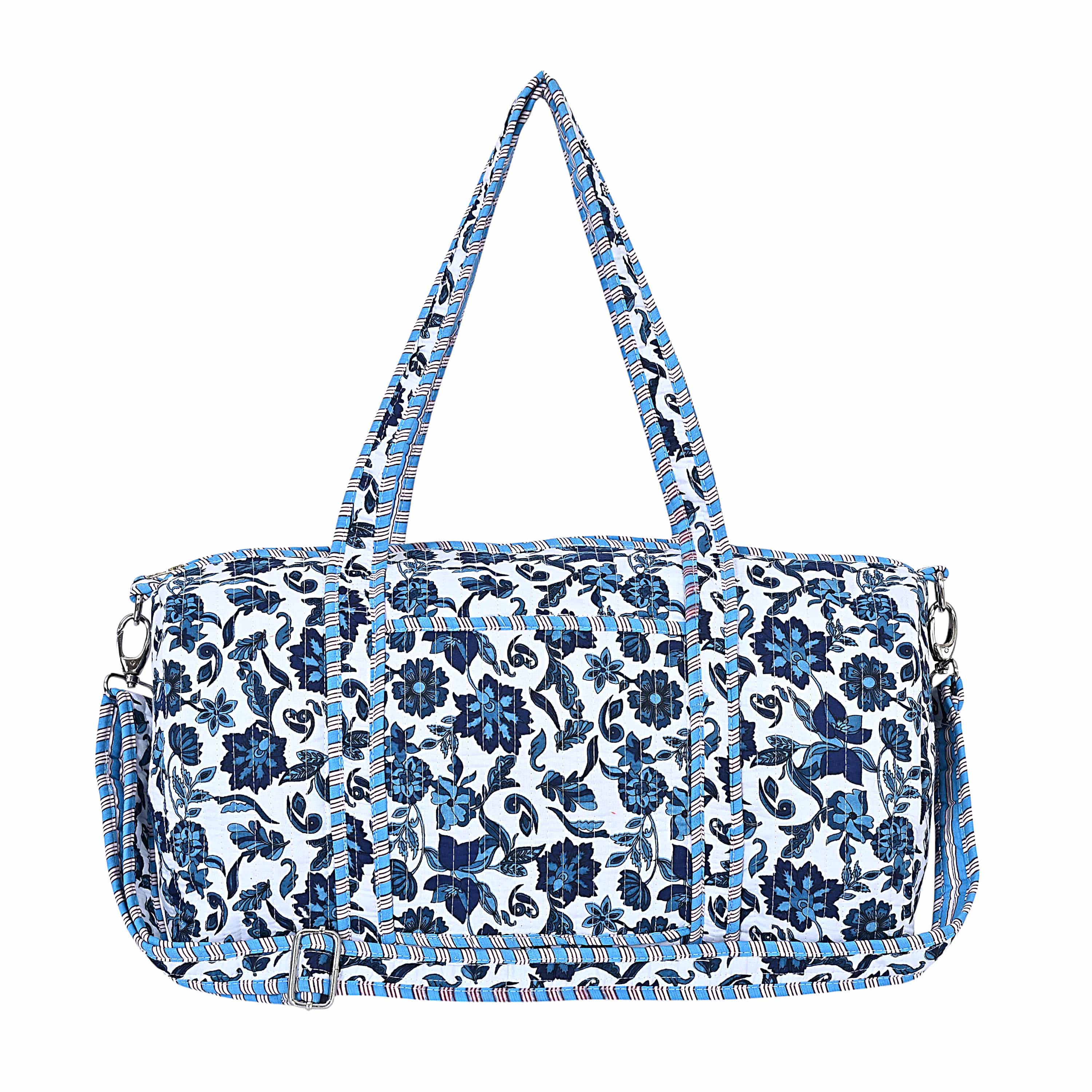 The Floral Paisley Cotton Weekender — handmade hand block printed cotton weekender bag, ethically made in Rajasthan, India