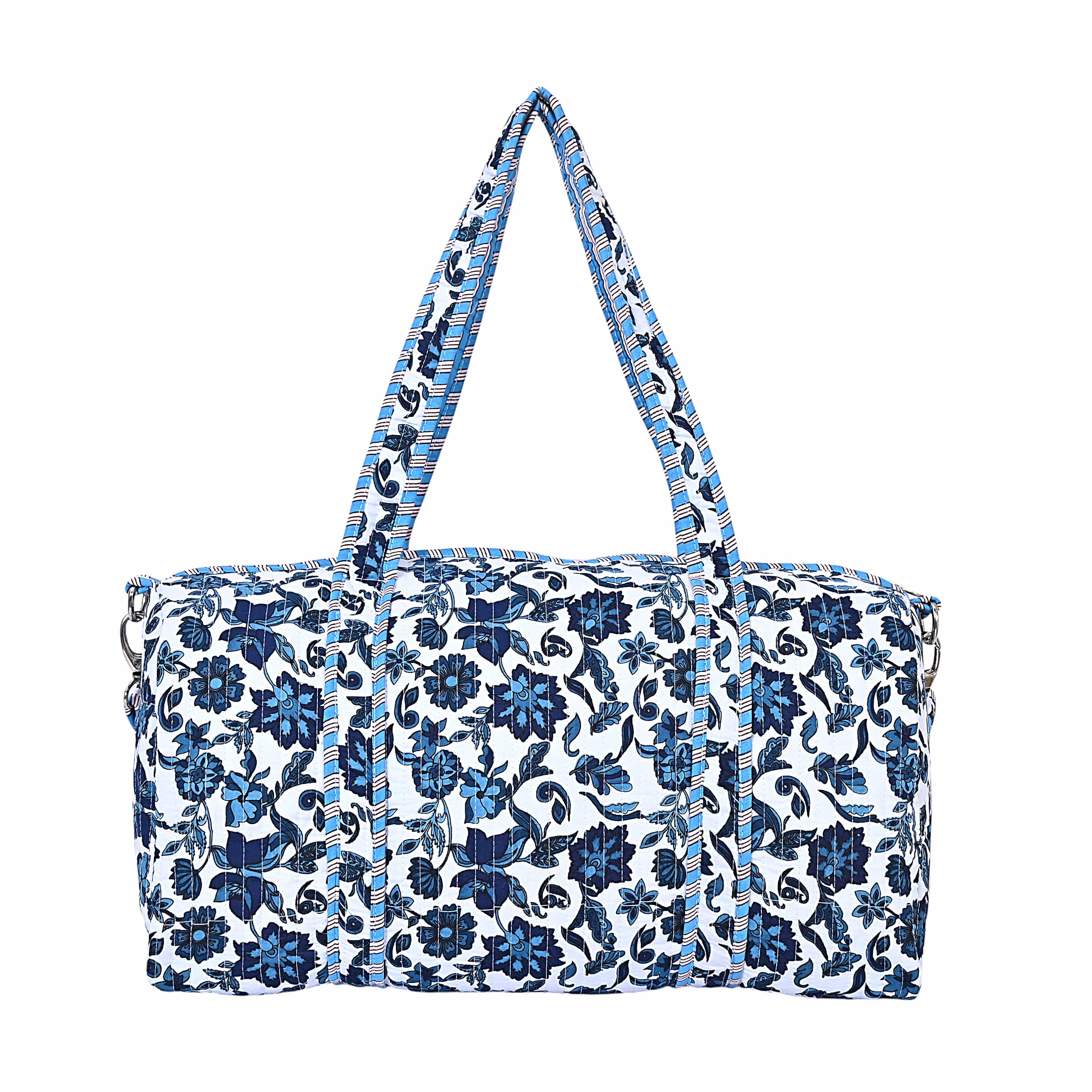 The Floral Paisley Cotton Weekender — handmade hand block printed cotton weekender bag, ethically made in Rajasthan, India