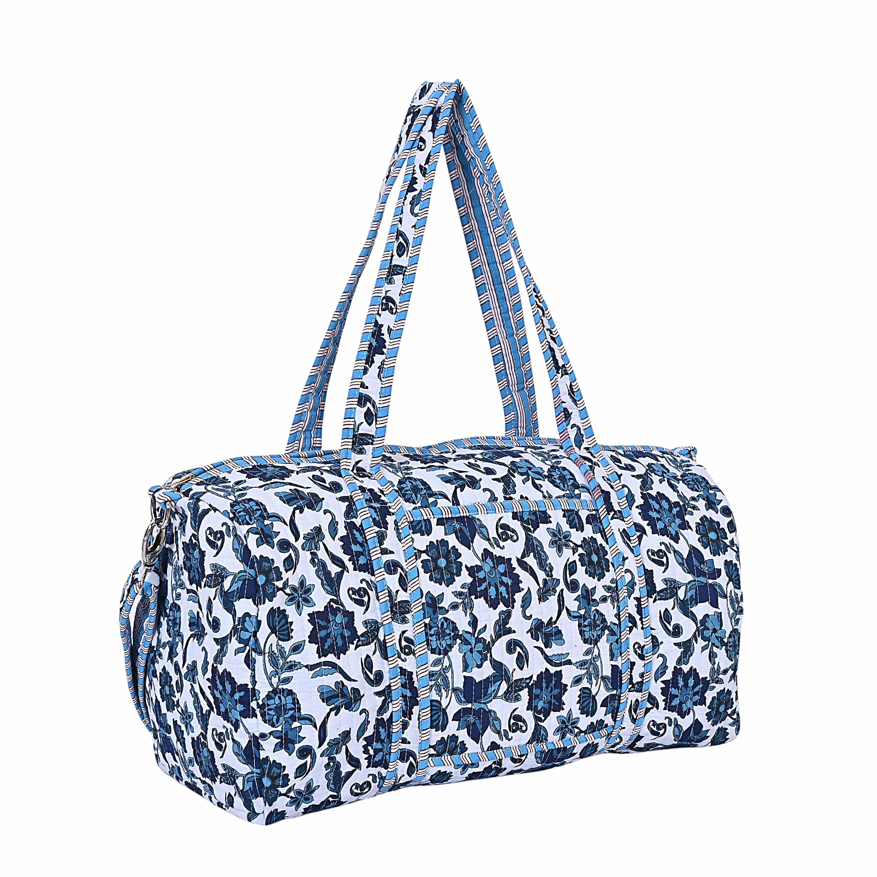 The Floral Paisley Cotton Weekender — handmade hand block printed cotton weekender bag, ethically made in Rajasthan, India