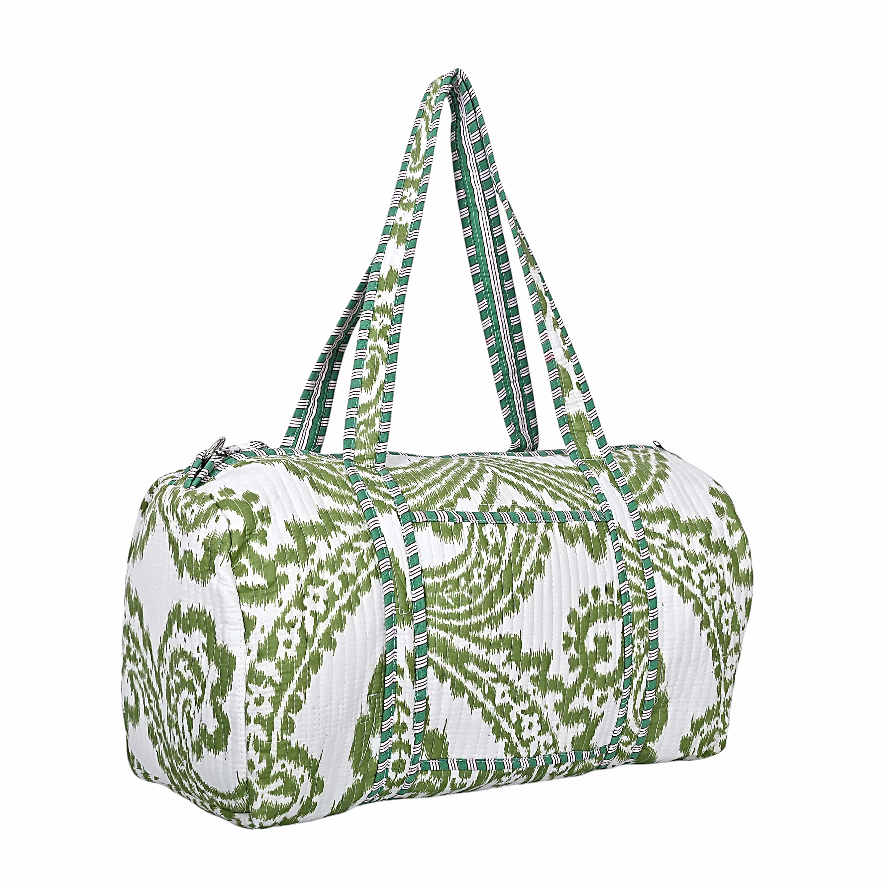 The Ikat Cotton Weekender — handmade hand block printed cotton weekender bag, ethically made in Rajasthan, India