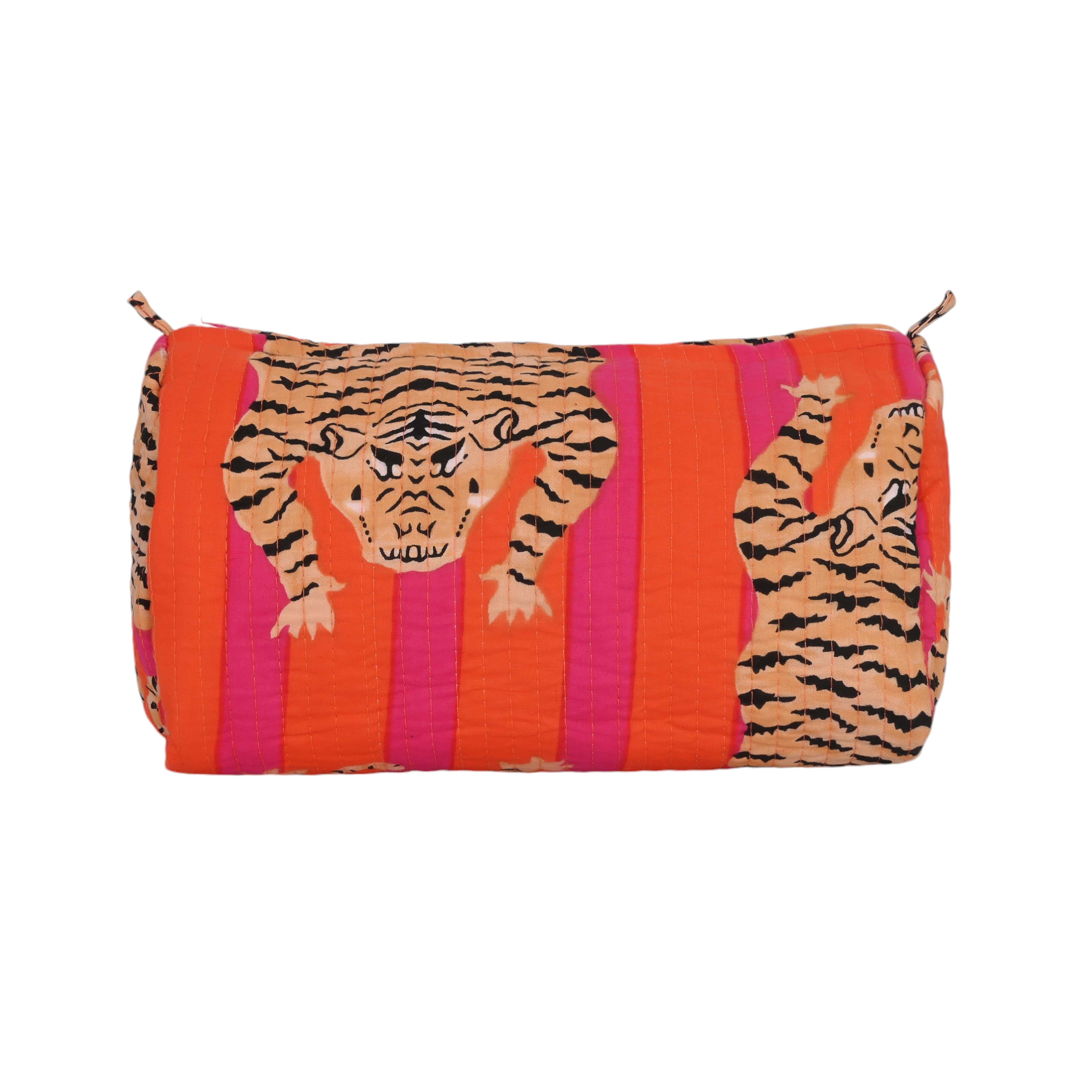 Mixed Tibetan Tiger Three Piece Travel Set — handmade hand block printed cotton travel pouch set, ethically made in Rajasthan, India