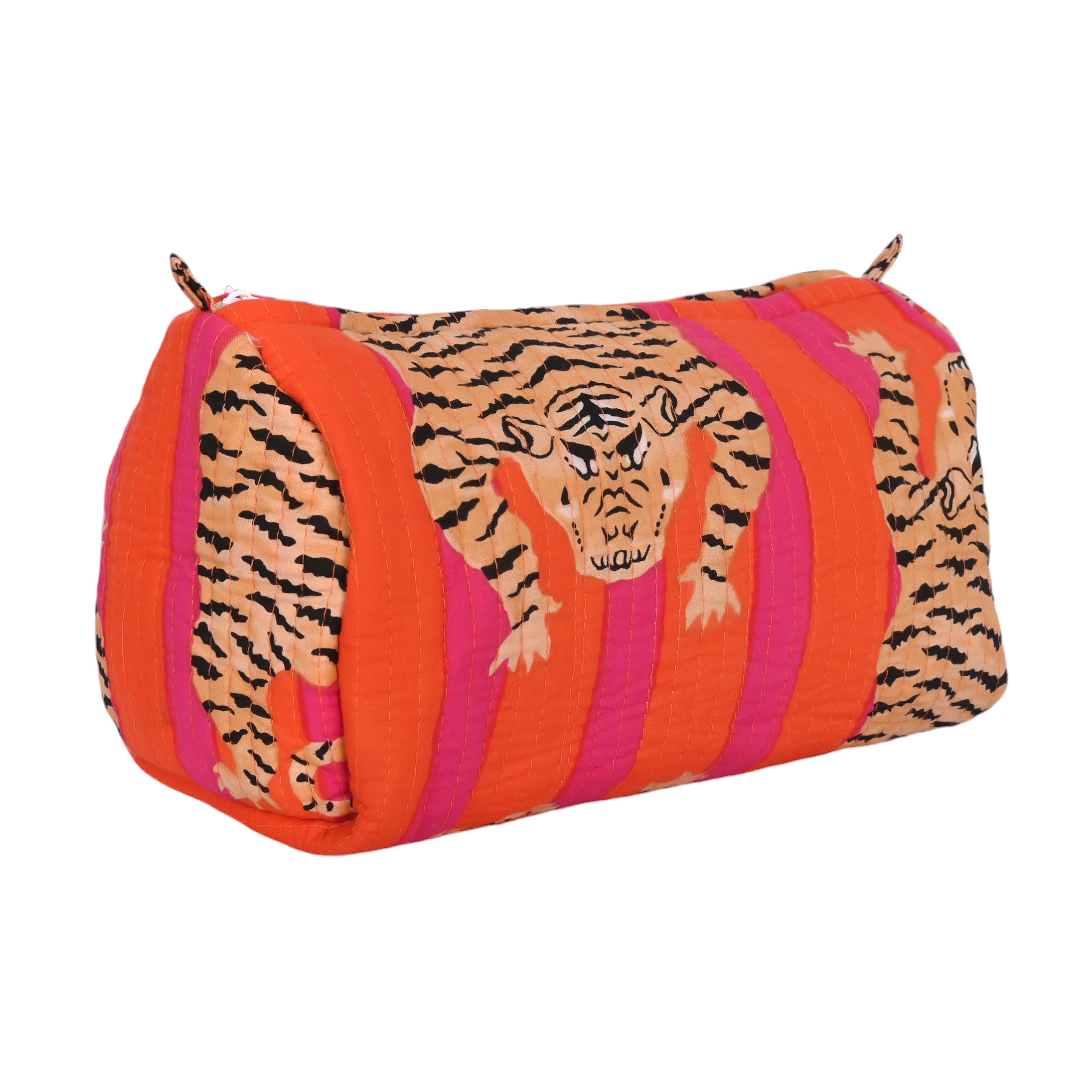 Mixed Tibetan Tiger Three Piece Travel Set — handmade hand block printed cotton travel pouch set, ethically made in Rajasthan, India