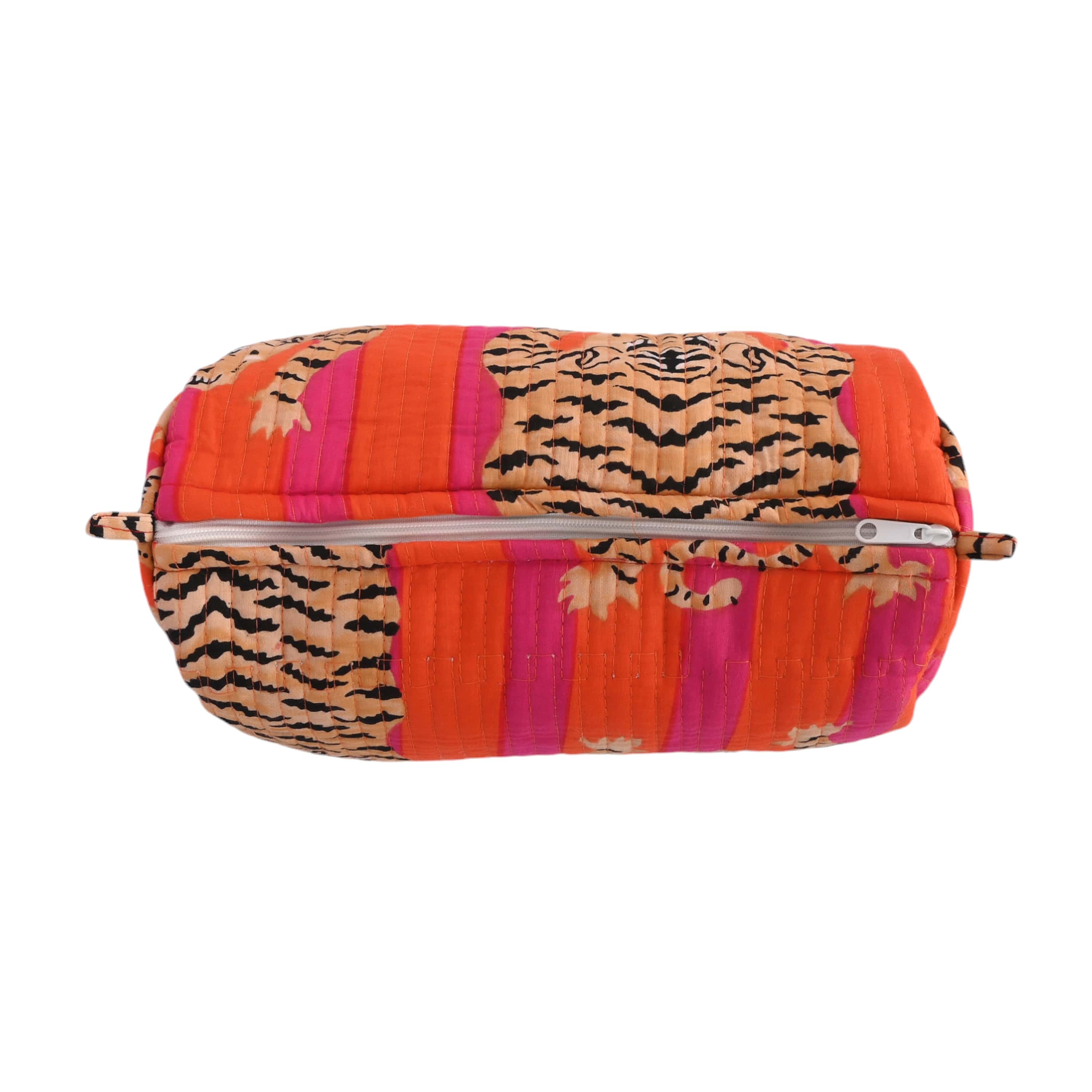 Mixed Tibetan Tiger Three Piece Travel Set — handmade hand block printed cotton travel pouch set, ethically made in Rajasthan, India