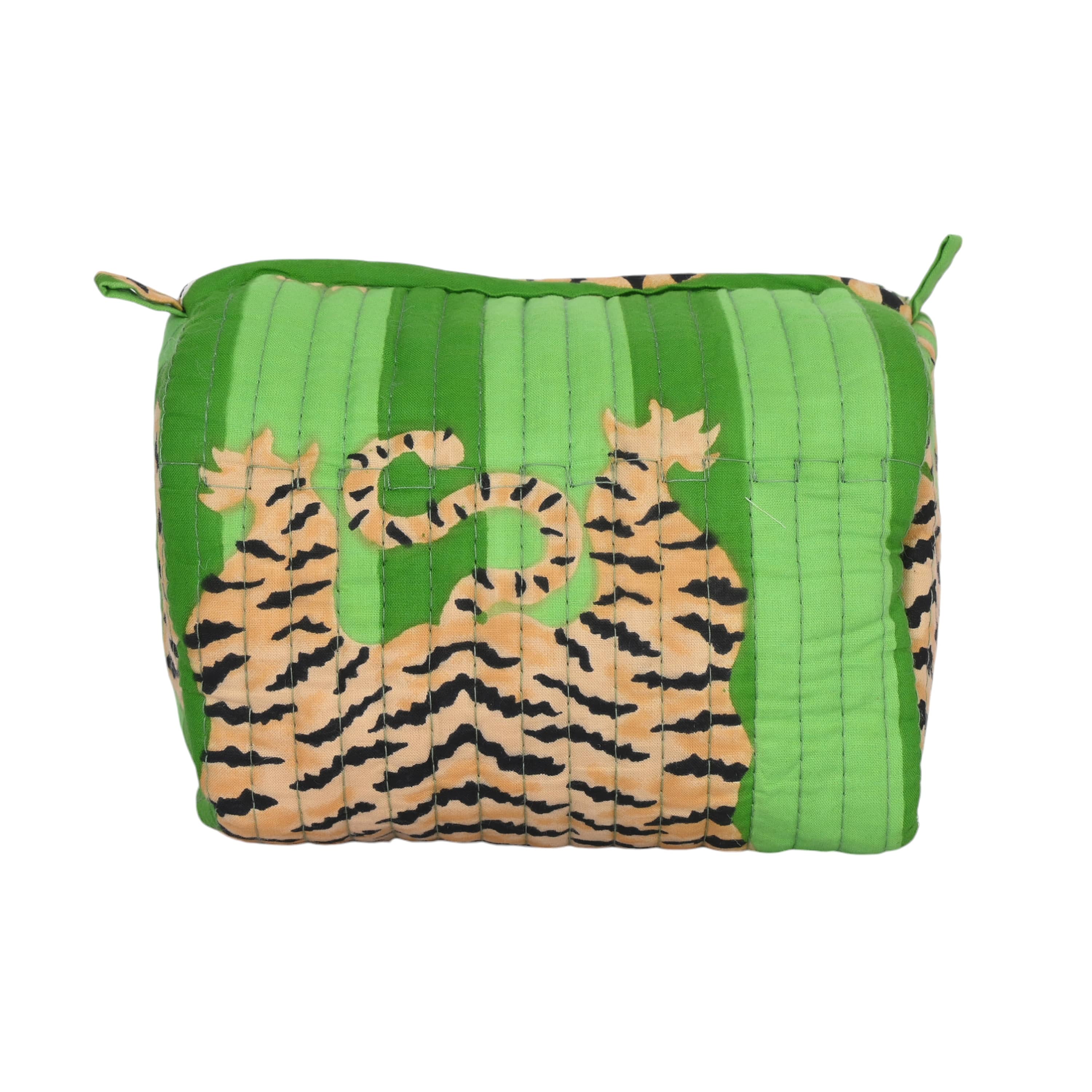 Mixed Tibetan Tiger Three Piece Travel Set — handmade hand block printed cotton travel pouch set, ethically made in Rajasthan, India