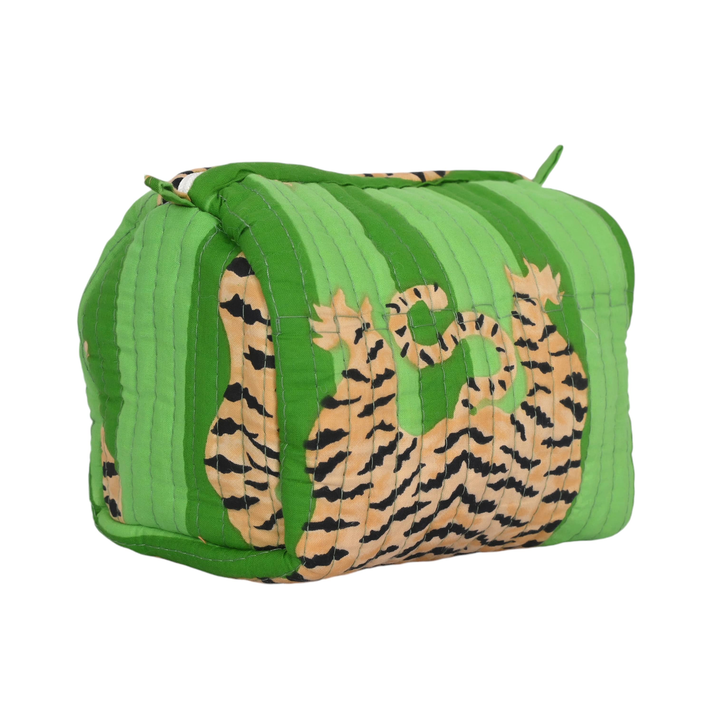 Mixed Tibetan Tiger Three Piece Travel Set — handmade hand block printed cotton travel pouch set, ethically made in Rajasthan, India