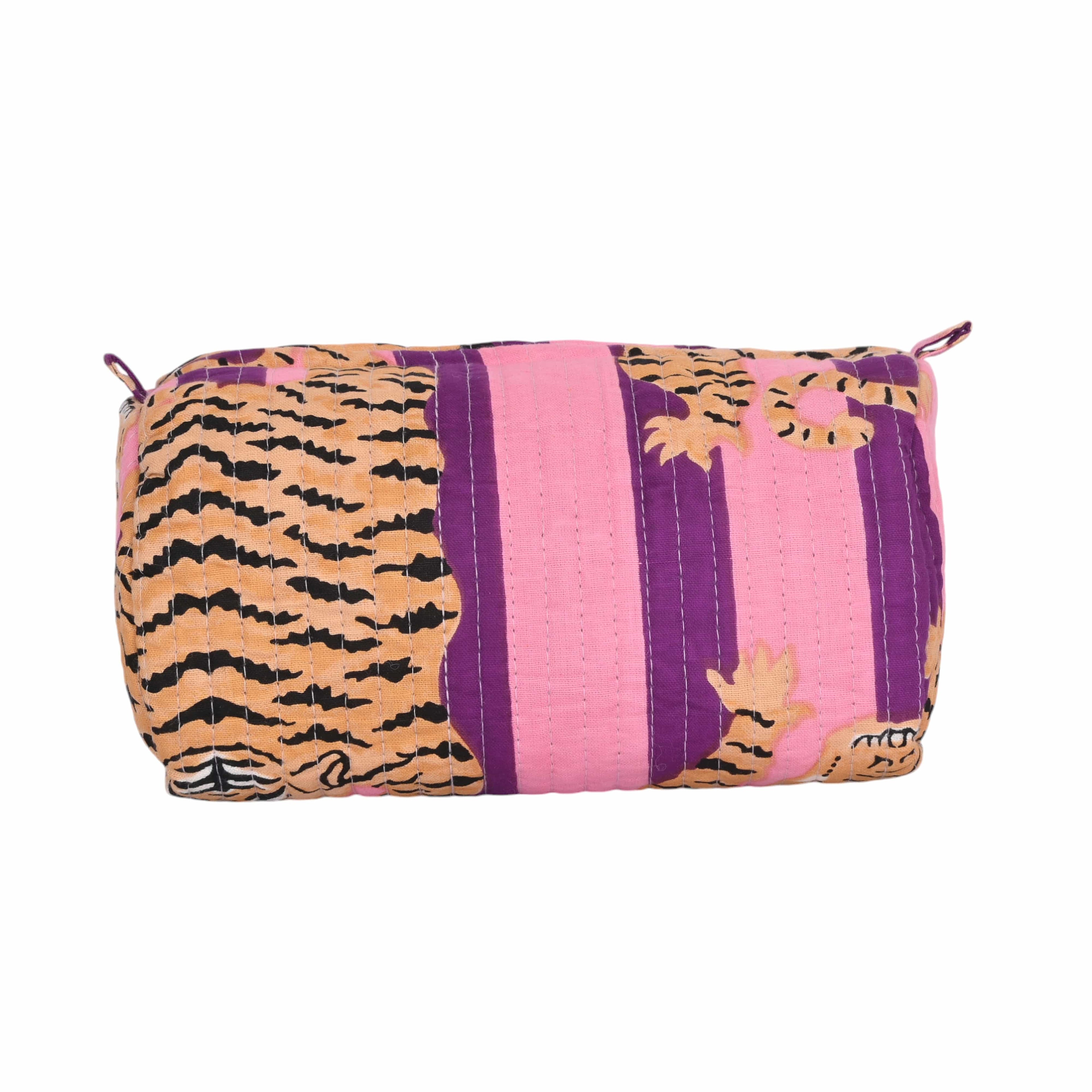 Mixed Tibetan Tiger Three Piece Travel Set — handmade hand block printed cotton travel pouch set, ethically made in Rajasthan, India