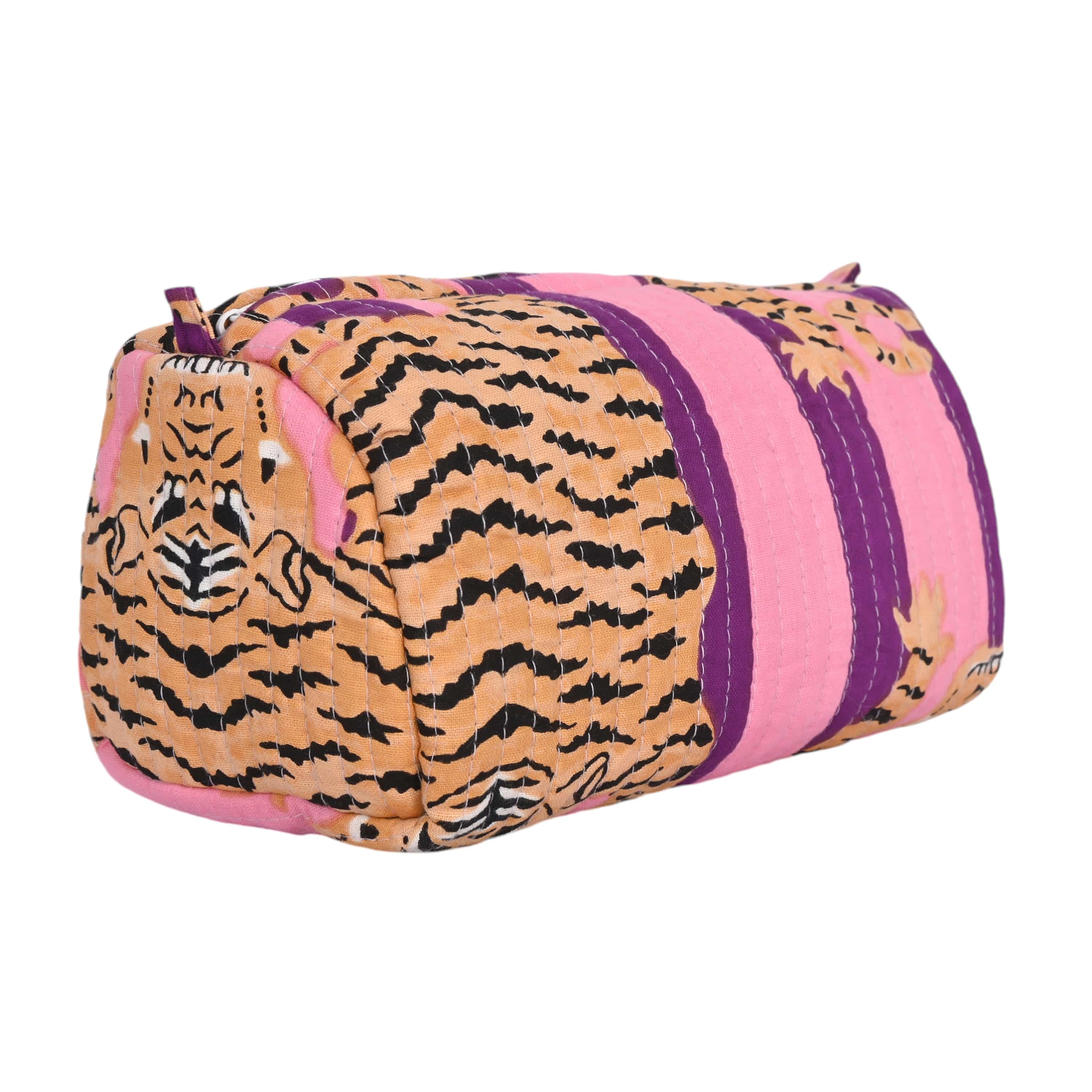 Mixed Tibetan Tiger Three Piece Travel Set — handmade hand block printed cotton travel pouch set, ethically made in Rajasthan, India