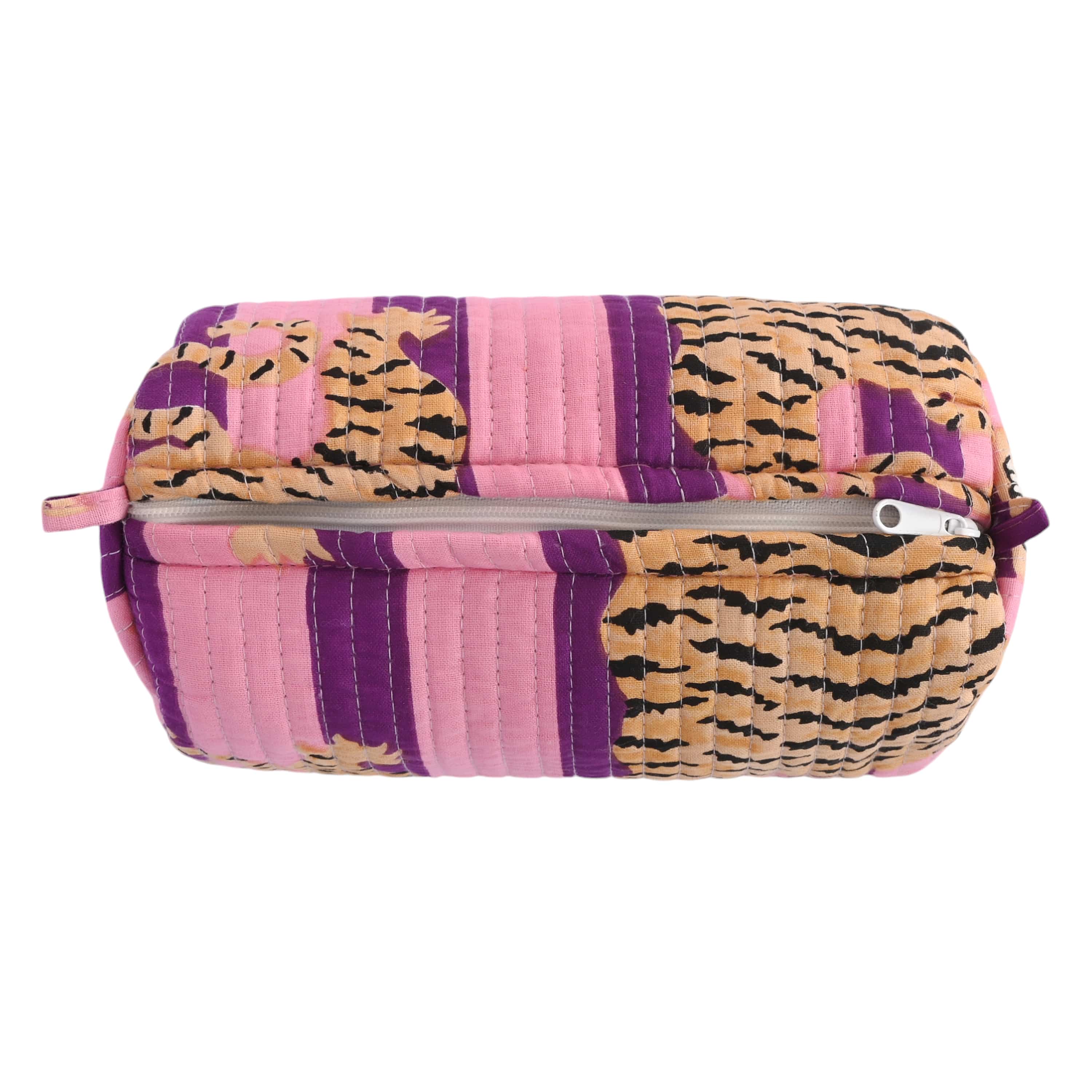 Mixed Tibetan Tiger Three Piece Travel Set — handmade hand block printed cotton travel pouch set, ethically made in Rajasthan, India