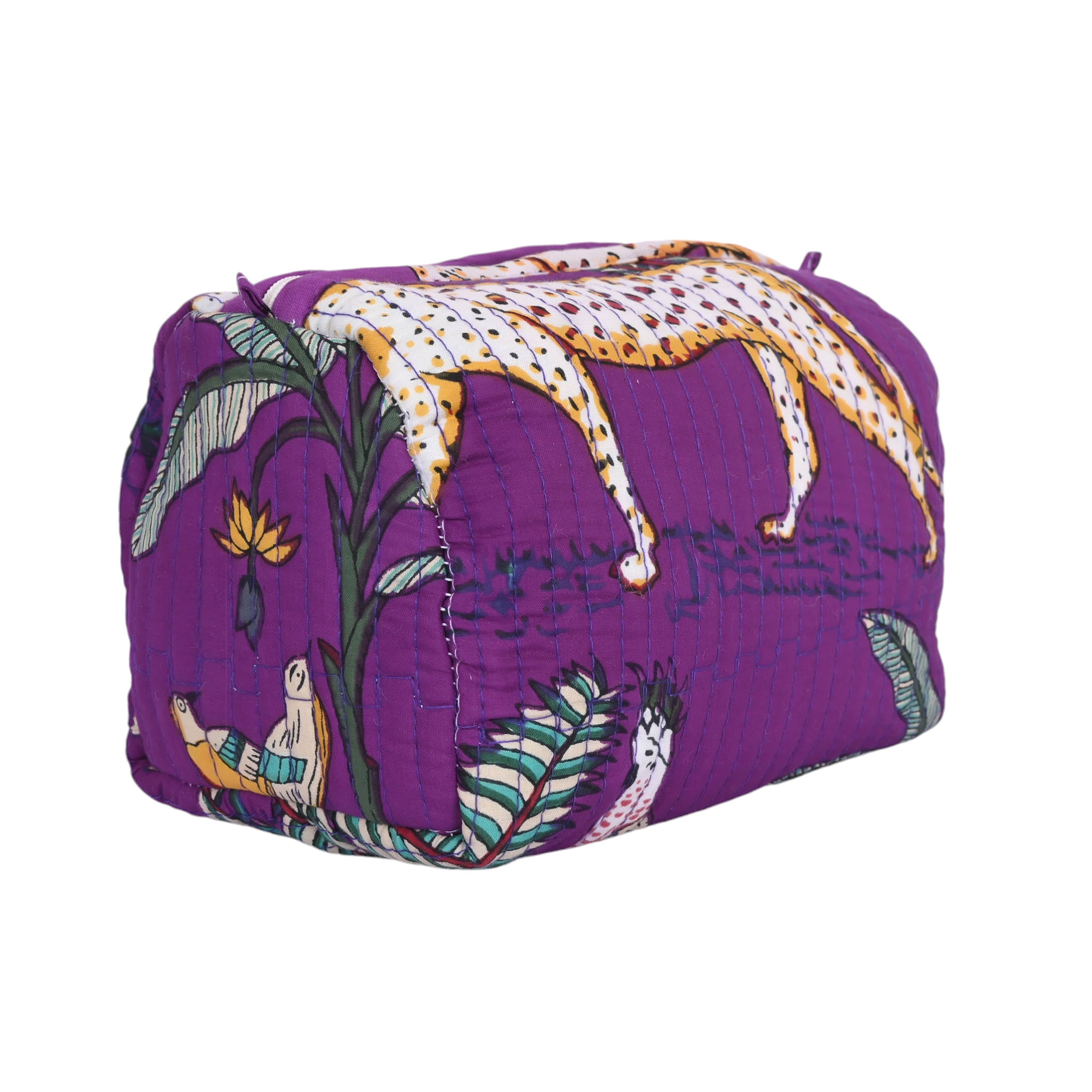 Mixed Jungle 3 Piece Travel Set — handmade hand block printed cotton travel pouch set, ethically made in Rajasthan, India