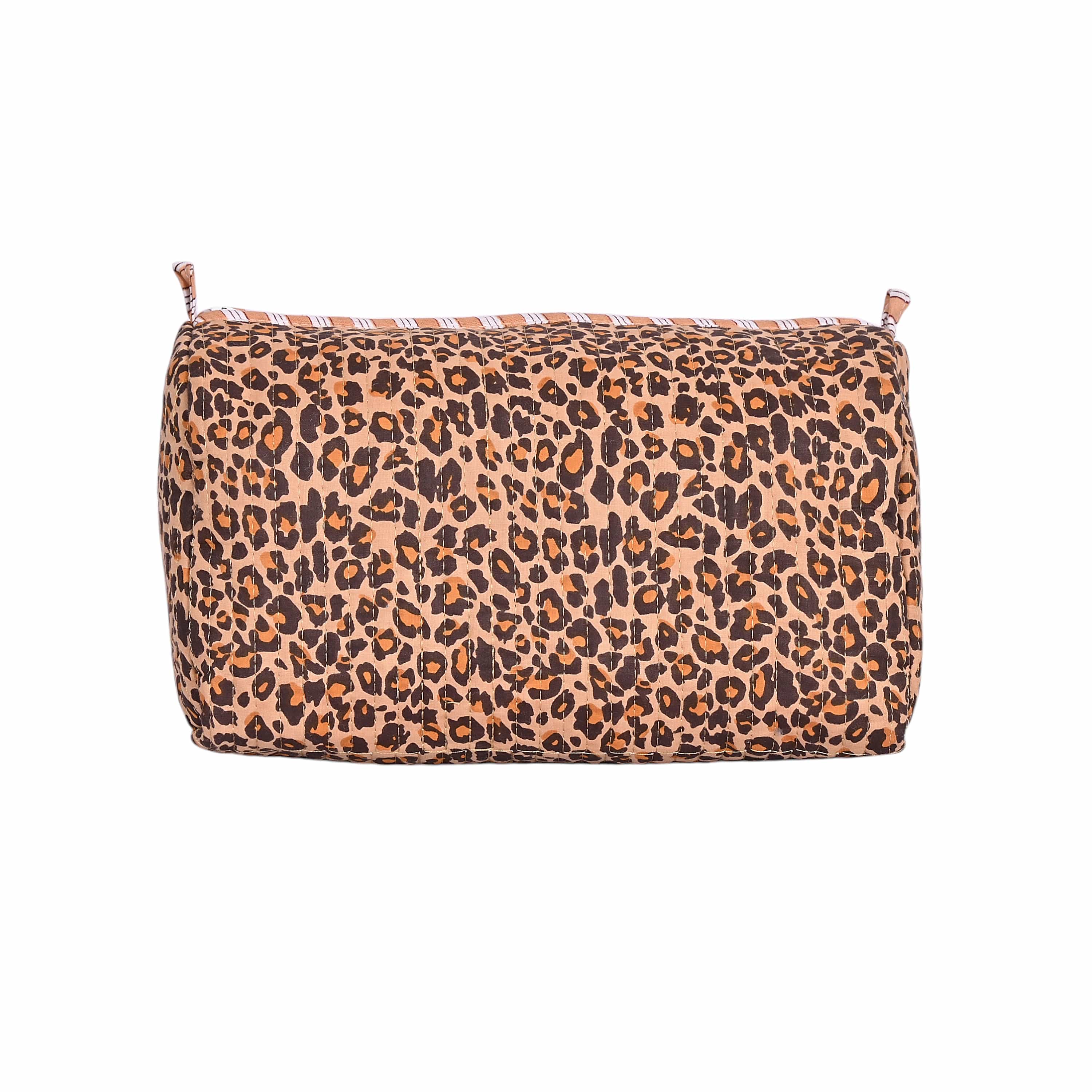 The Brown Leopard Cotton Travel Set — handmade hand block printed cotton travel pouch set, ethically made in Rajasthan, India