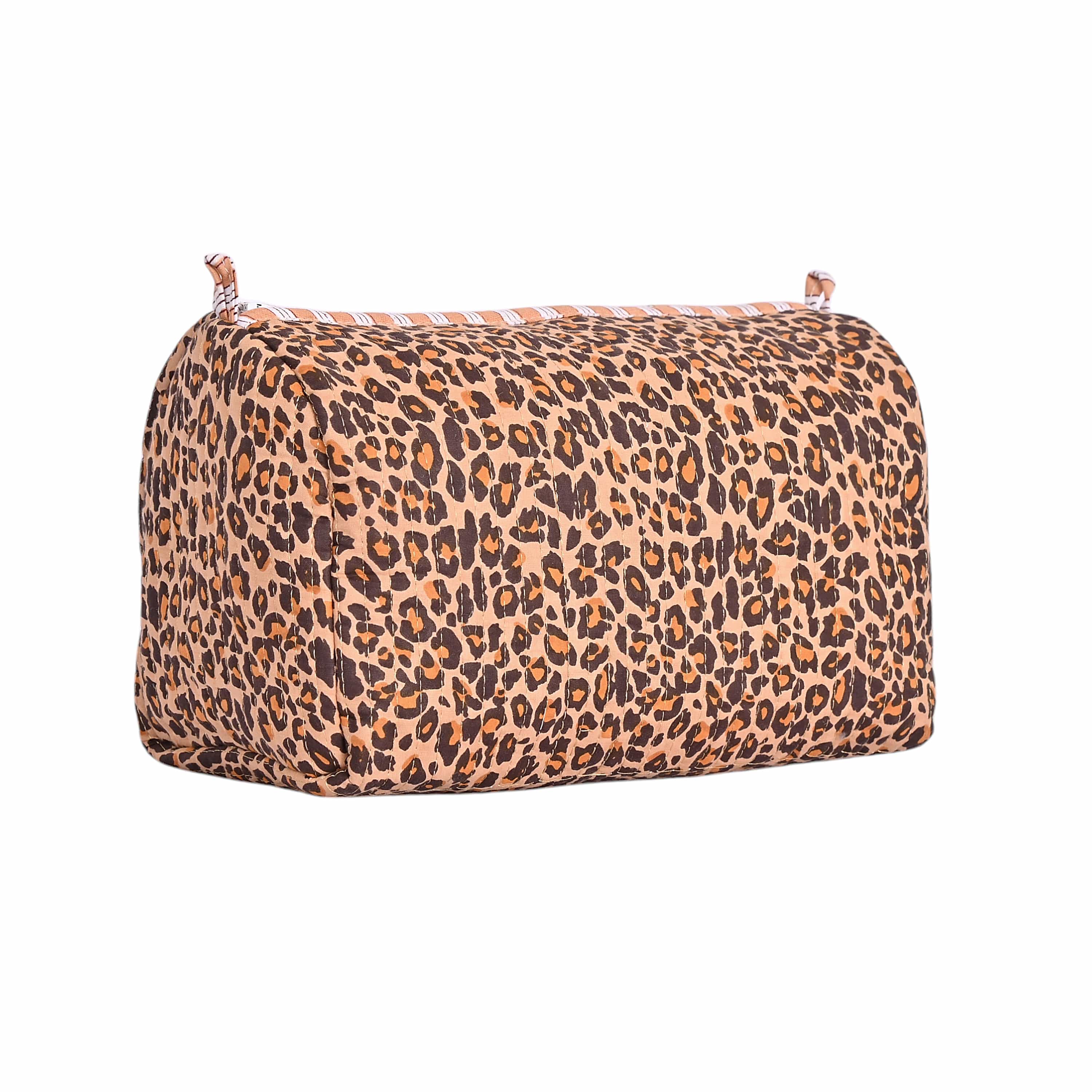 The Brown Leopard Cotton Travel Set — handmade hand block printed cotton travel pouch set, ethically made in Rajasthan, India