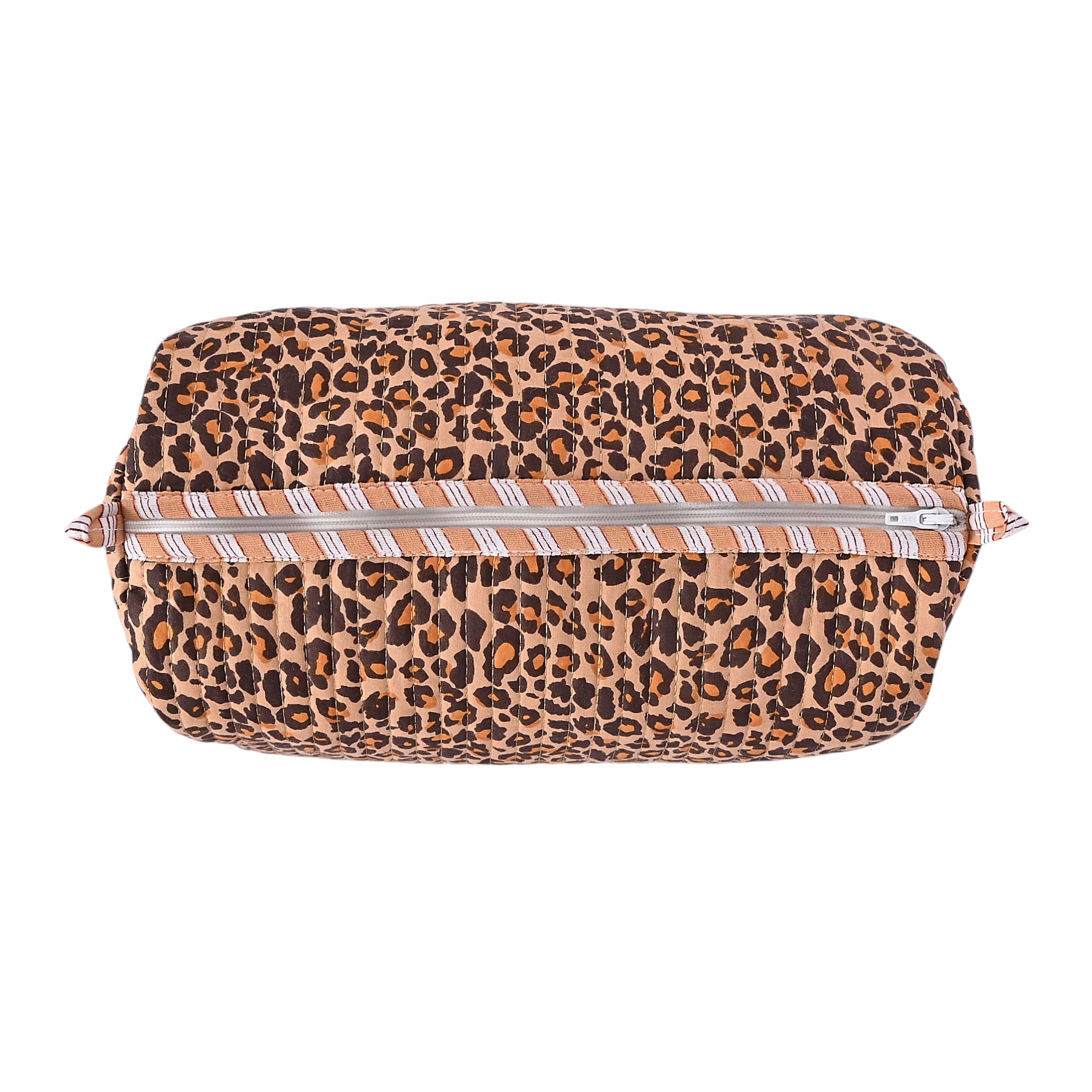 The Brown Leopard Cotton Travel Set — handmade hand block printed cotton travel pouch set, ethically made in Rajasthan, India