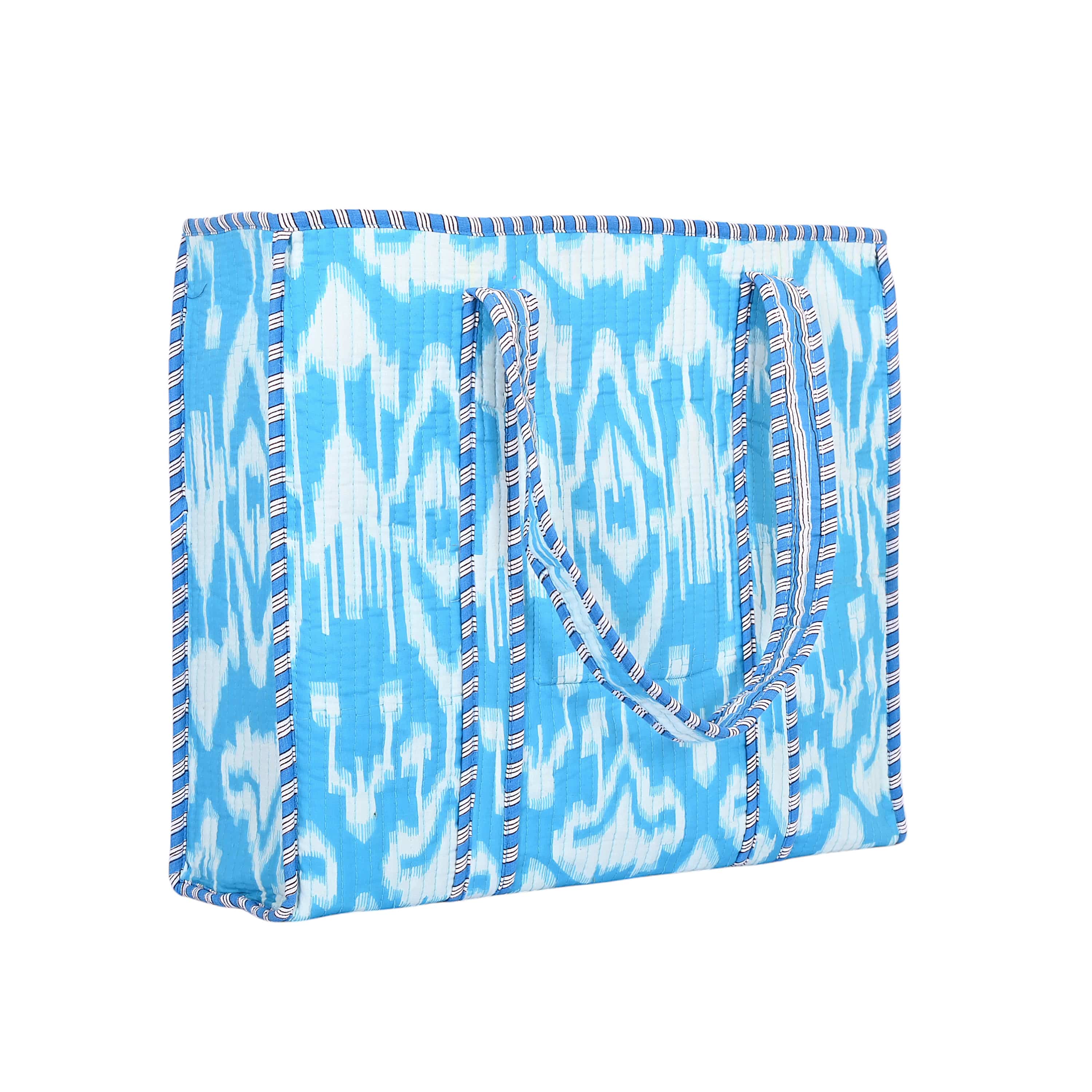 The Ikat Tote — handmade hand block printed cotton tote bag, ethically made in Rajasthan, India