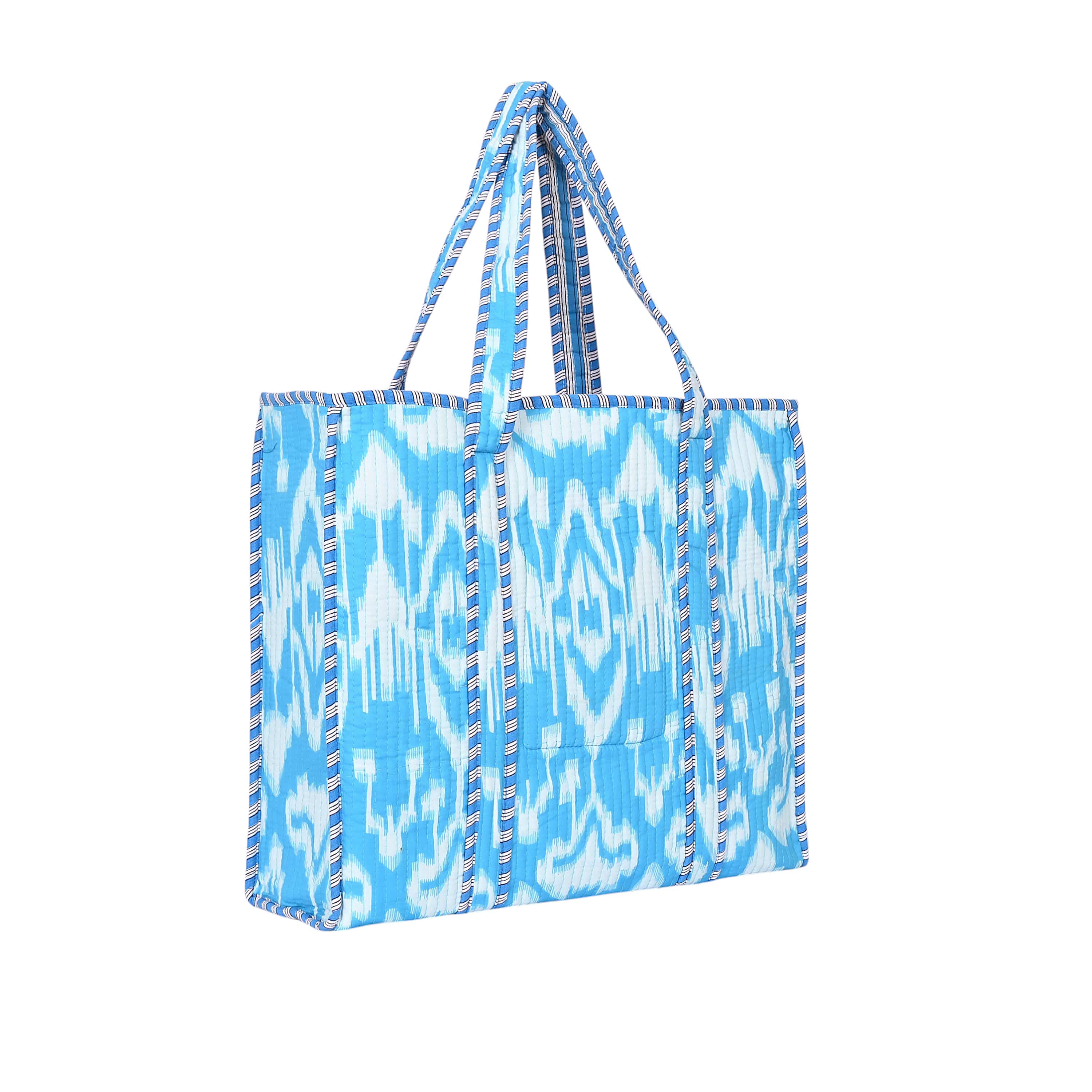The Ikat Tote — handmade hand block printed cotton tote bag, ethically made in Rajasthan, India