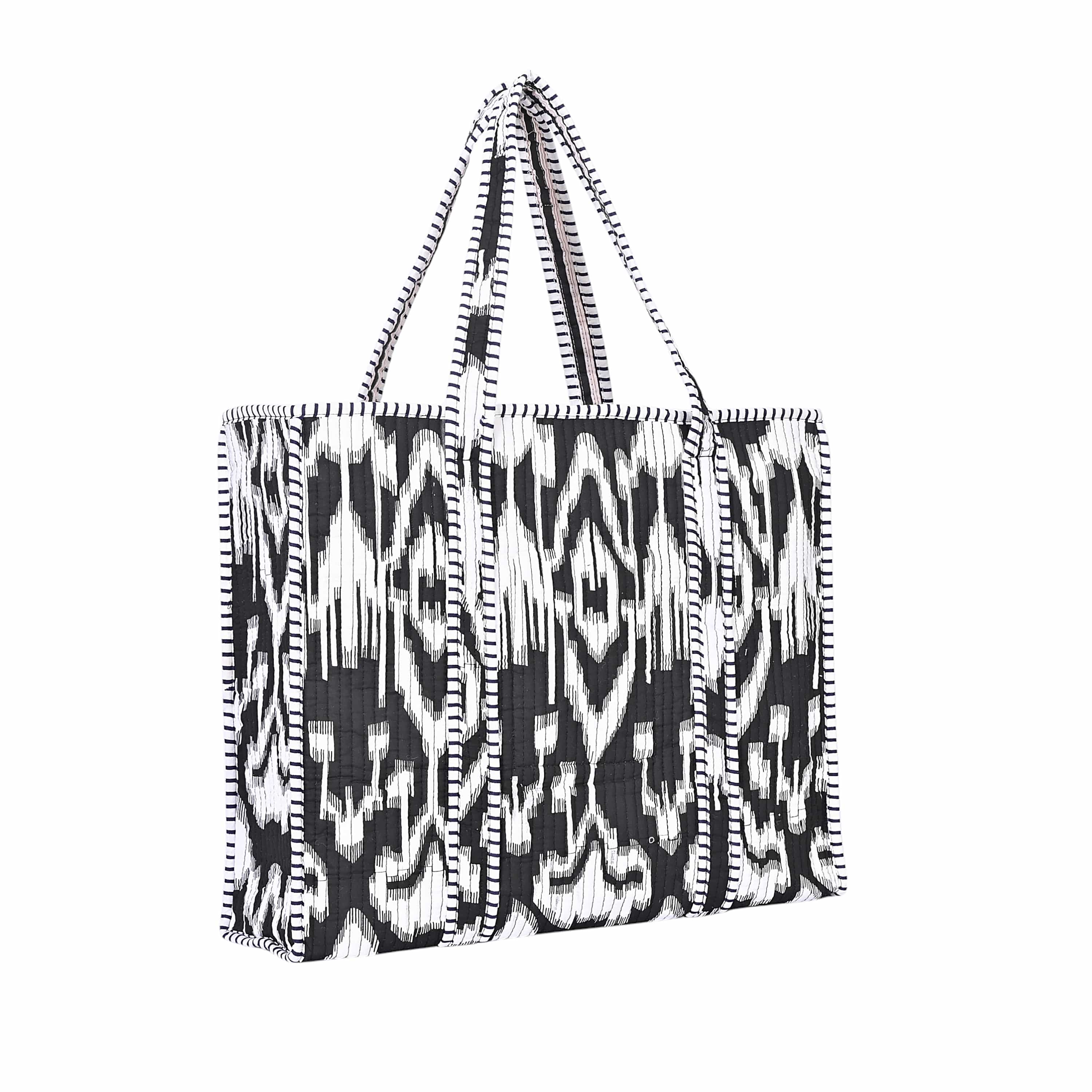 The Ikat Tote — handmade hand block printed cotton tote bag, ethically made in Rajasthan, India