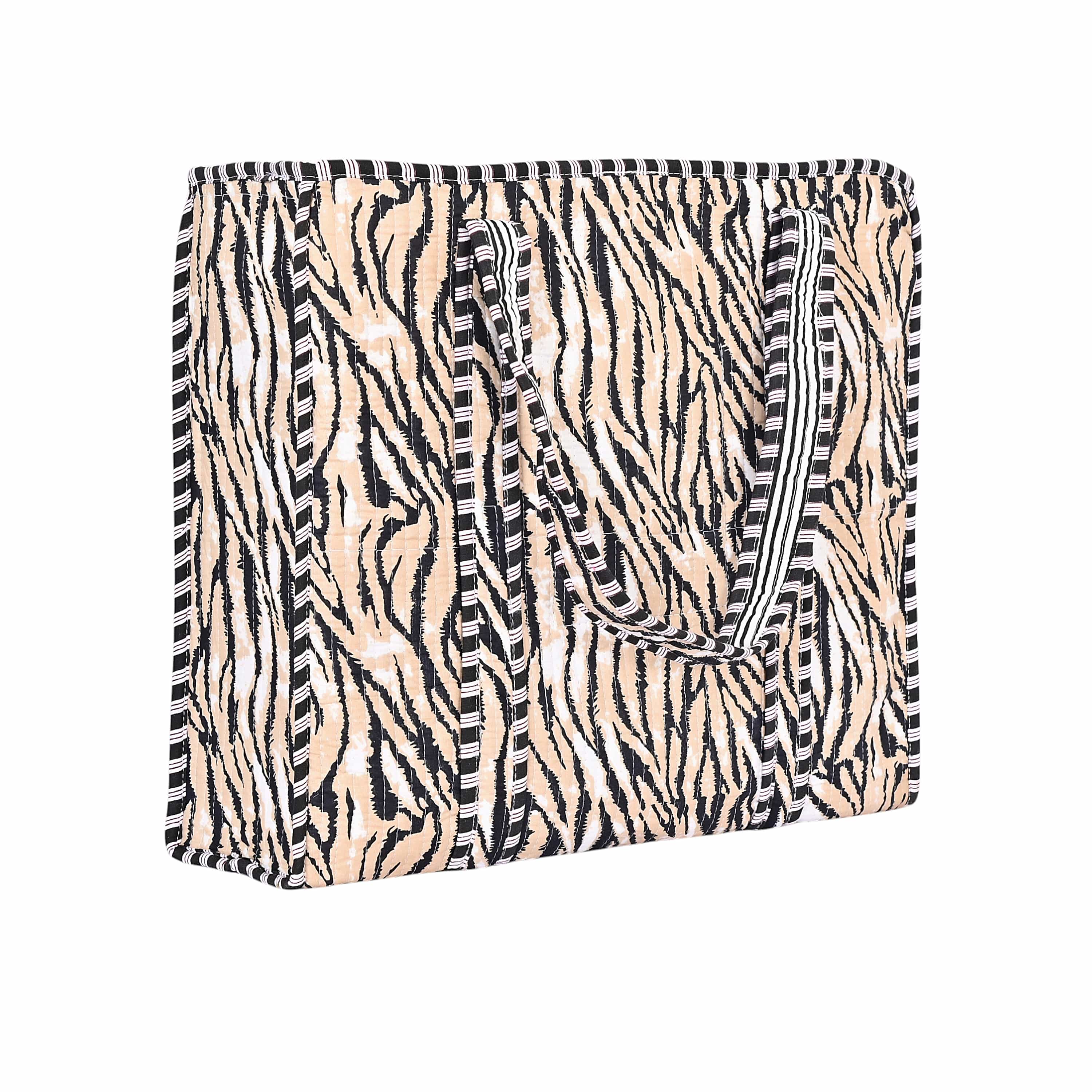 The Tiger Stripe Tote — handmade hand block printed cotton tote bag, ethically made in Rajasthan, India