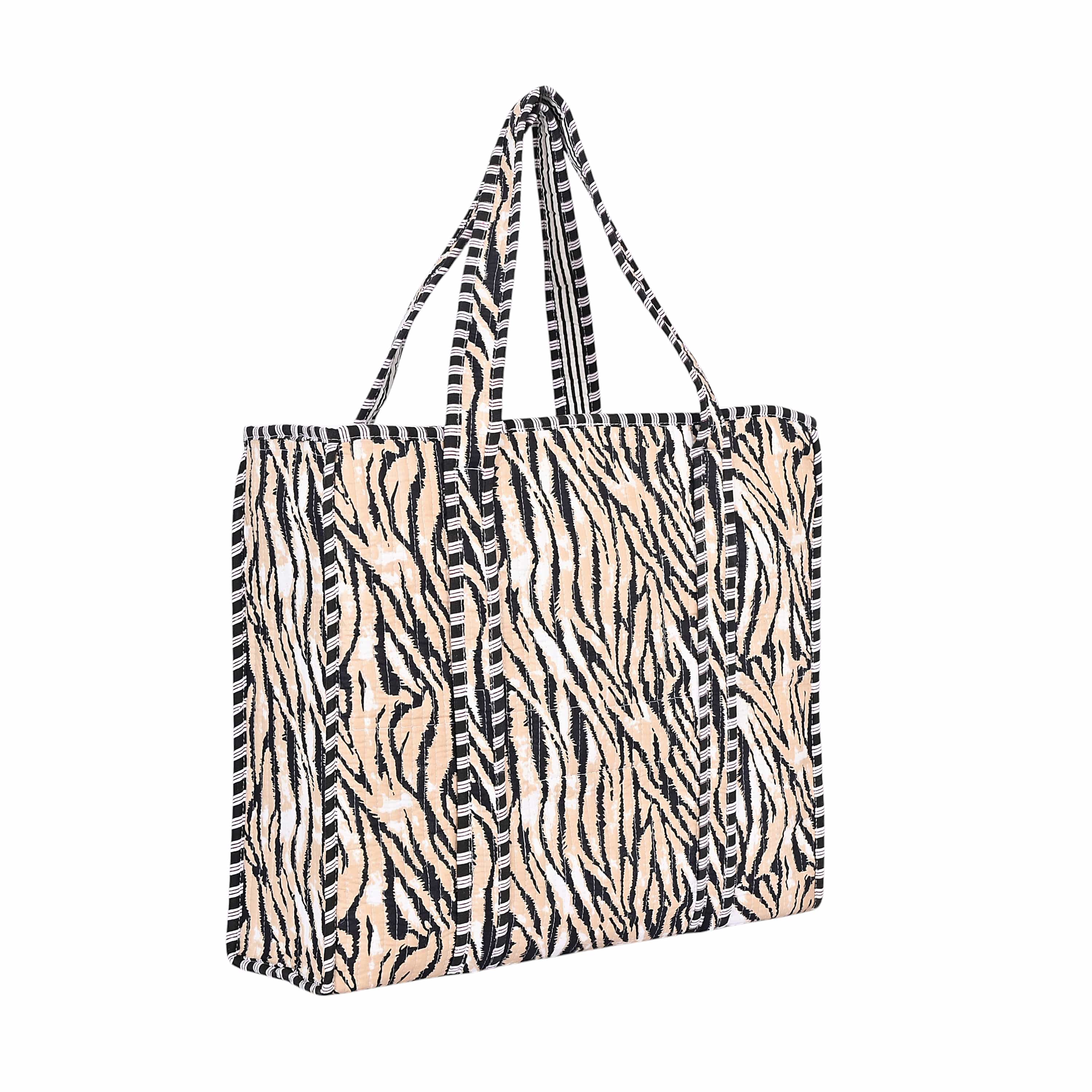 The Tiger Stripe Tote — handmade hand block printed cotton tote bag, ethically made in Rajasthan, India