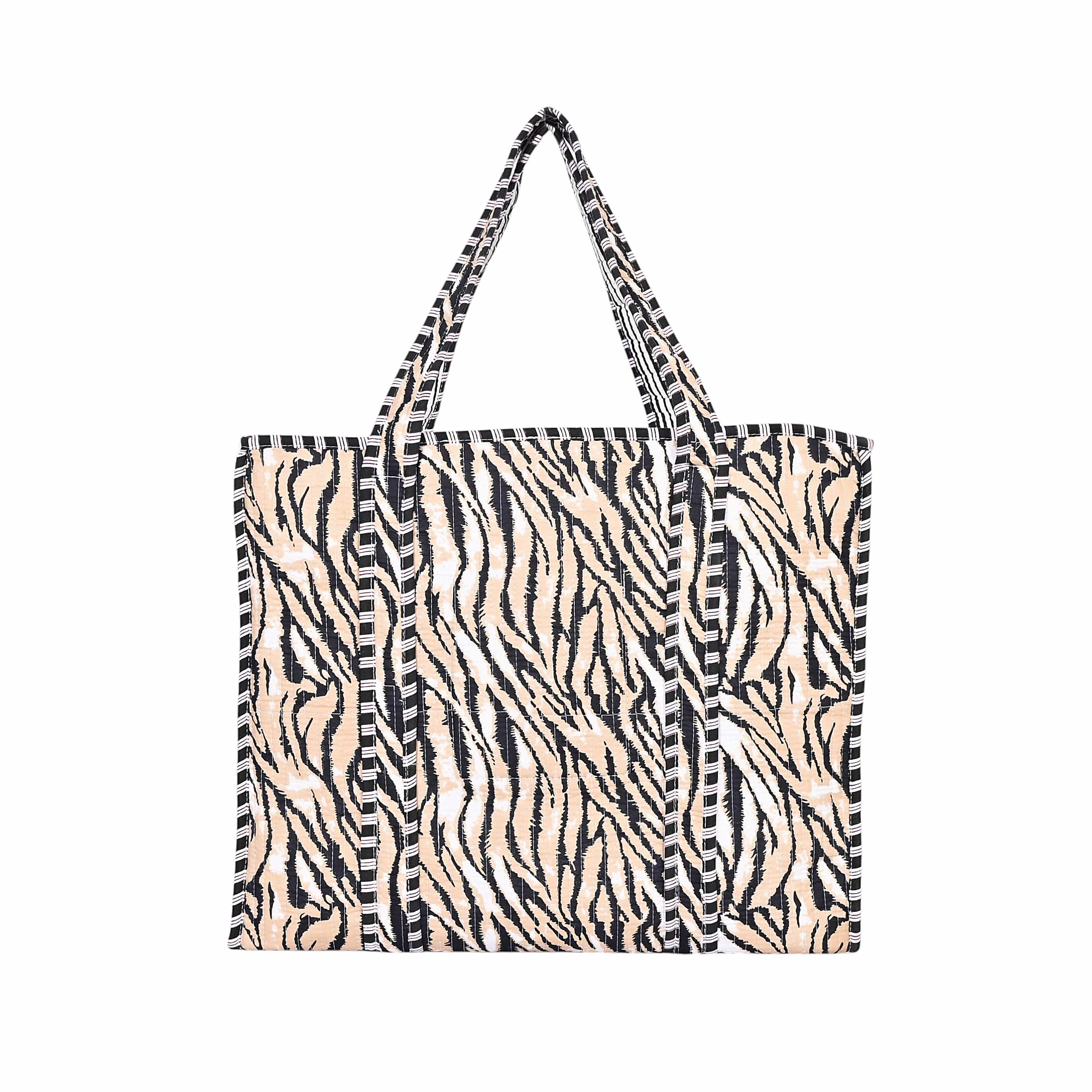 The Tiger Stripe Tote — handmade hand block printed cotton tote bag, ethically made in Rajasthan, India