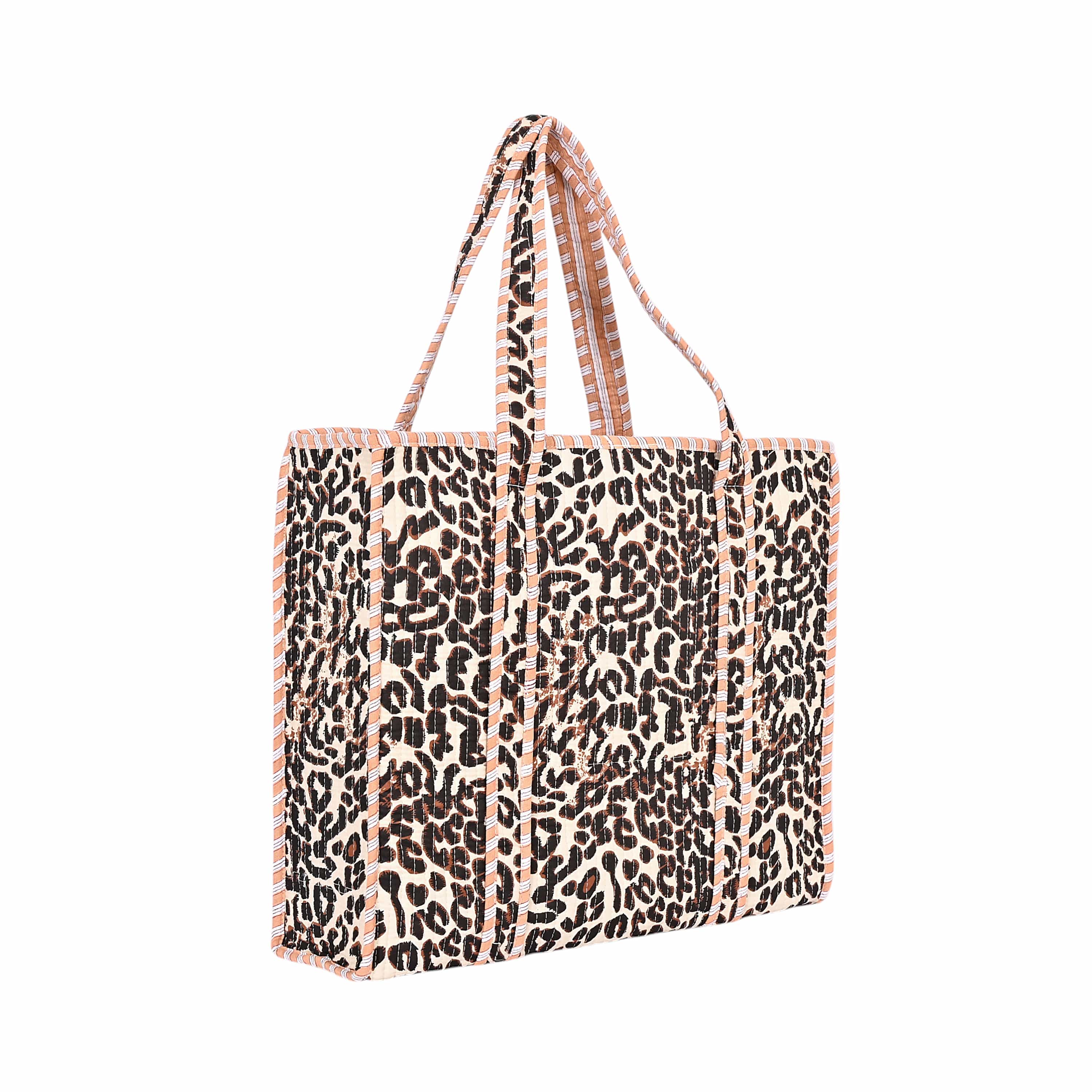 The Leopard Multi Print Tote — handmade hand block printed cotton tote bag, ethically made in Rajasthan, India